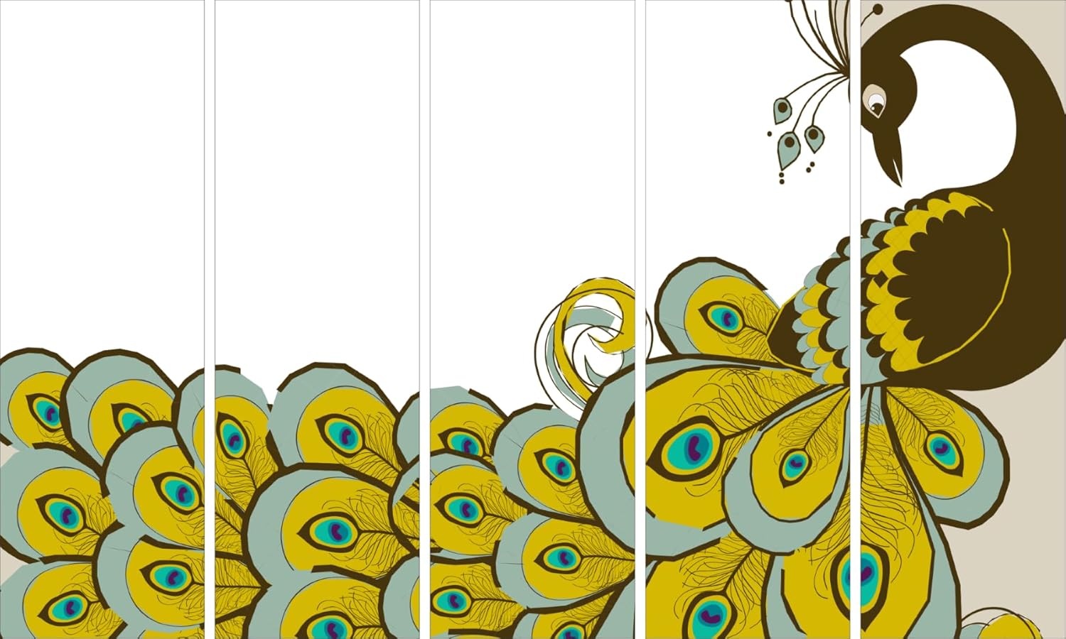 Peacock Parade: Vastu Wall Art That'll Make Your Walls Strut Their Stuff - Framed Multi-Panel Masterpiece (127x76cm)