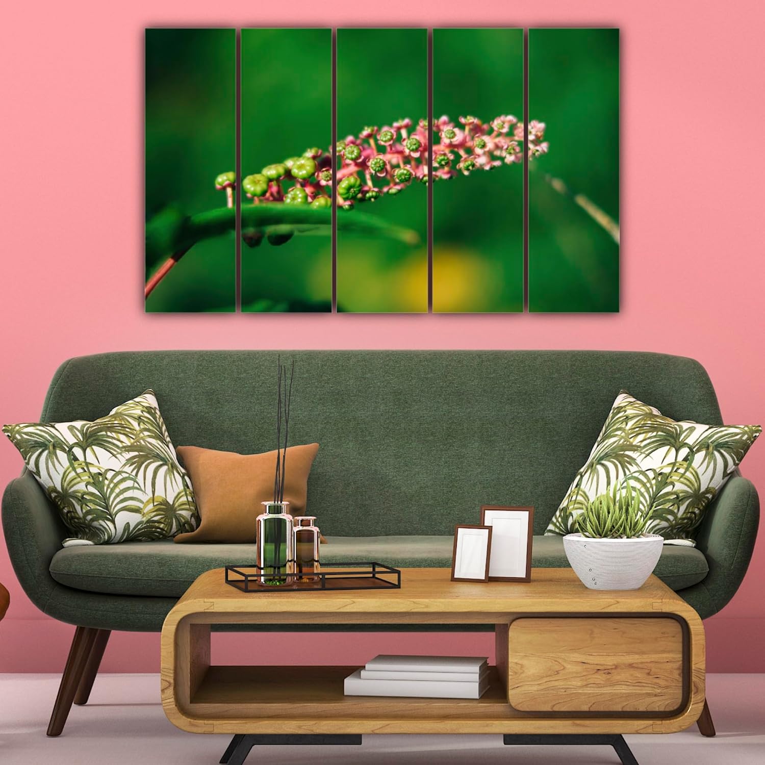 Close-up of vibrant tree details in Forest Fiesta Wall Art panels.