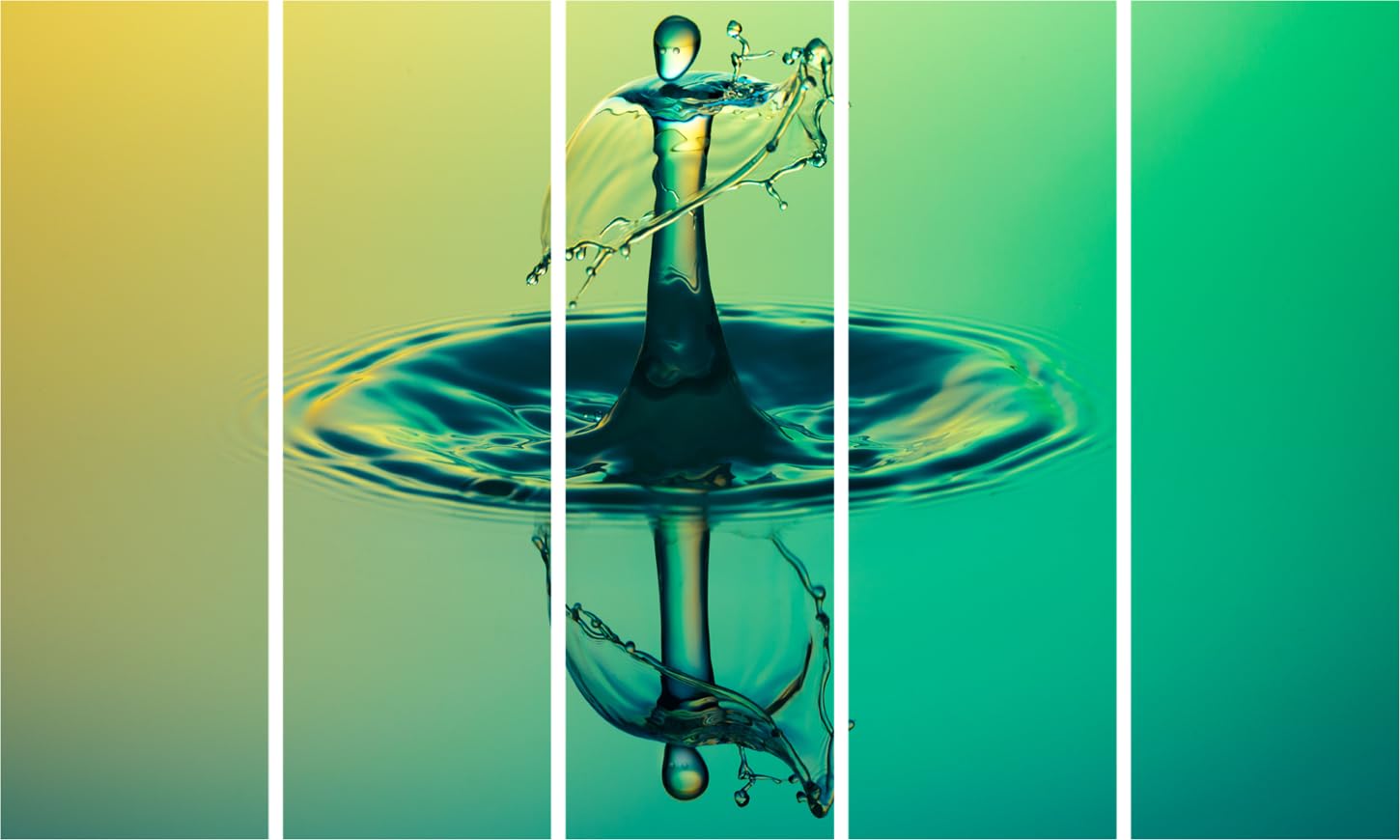 Droplet-tastic Framed Water Wall Art to Make a Splash (5-Panel, 127x76cm)