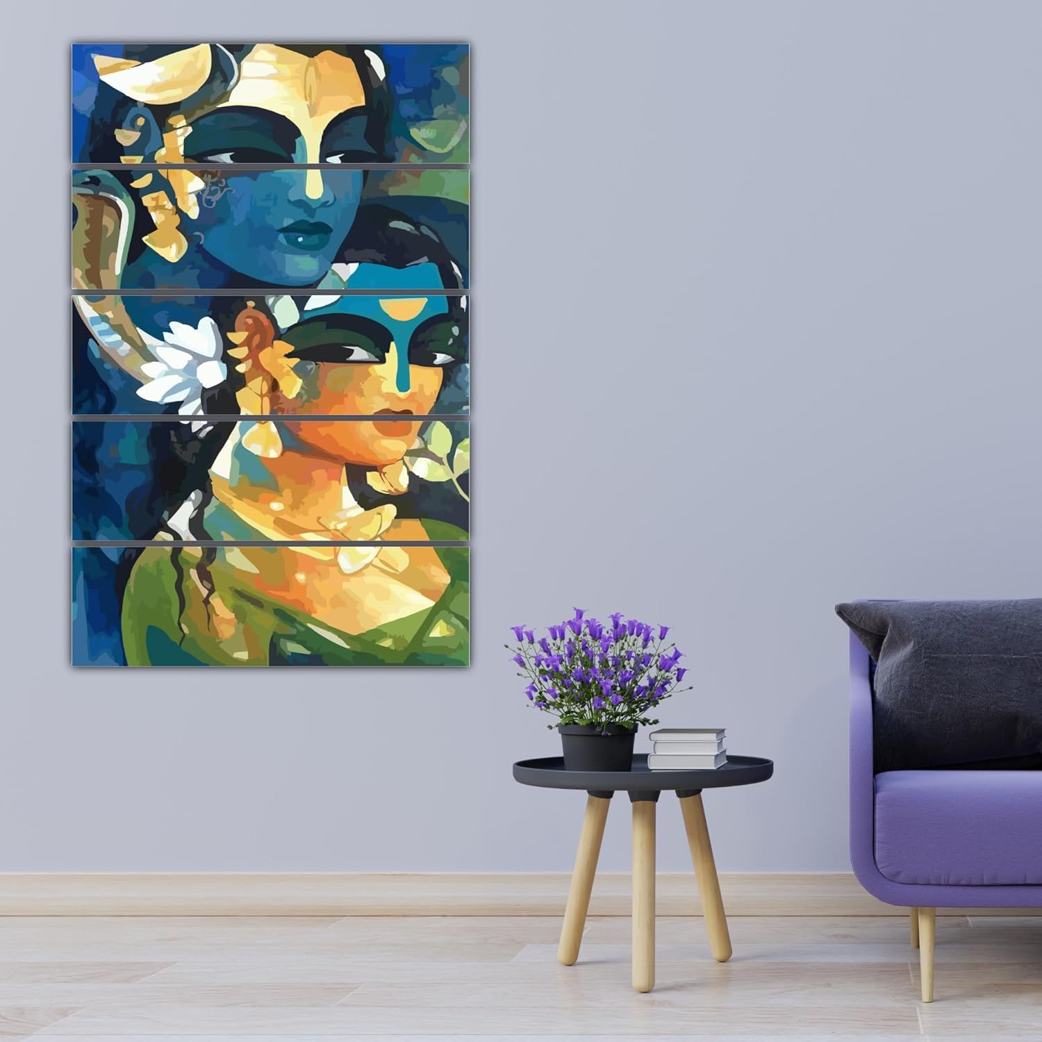 Five-panel Shiva Wall Art ready to hang and bless your space
