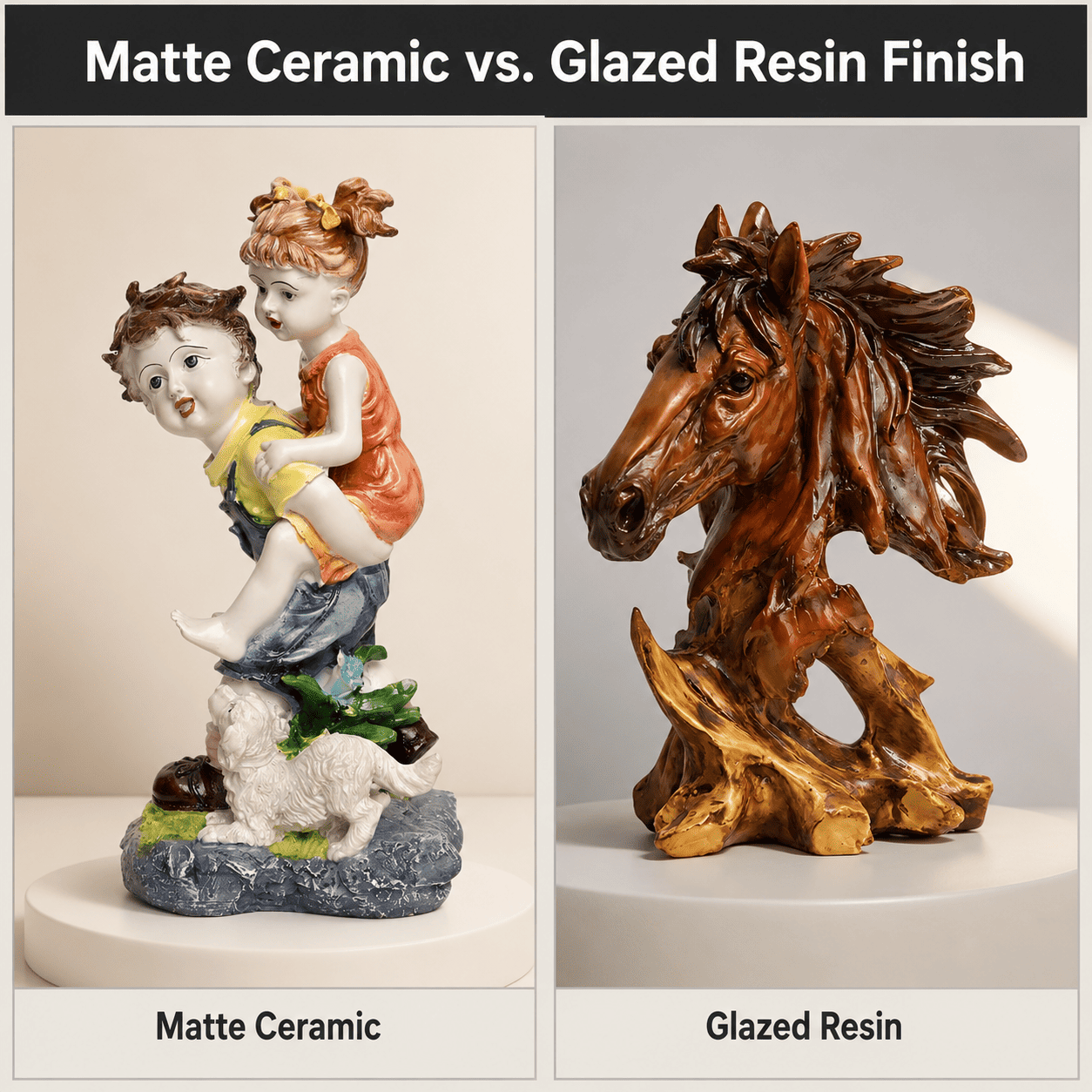 matte ceramic vs glazed resin finish comparison