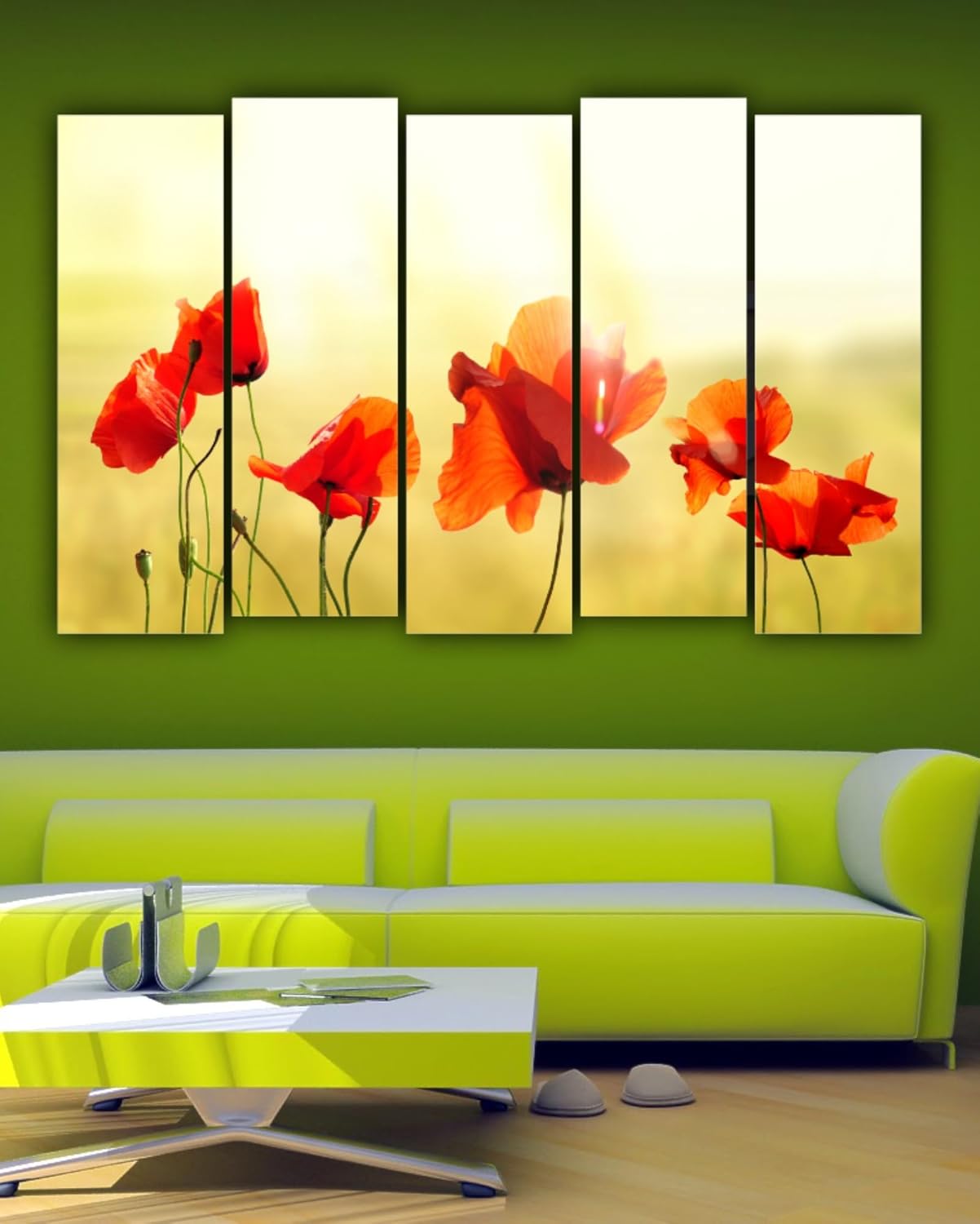 Close-up of framed floral photography showing splash-proof finish on wooden MDF Wall Art