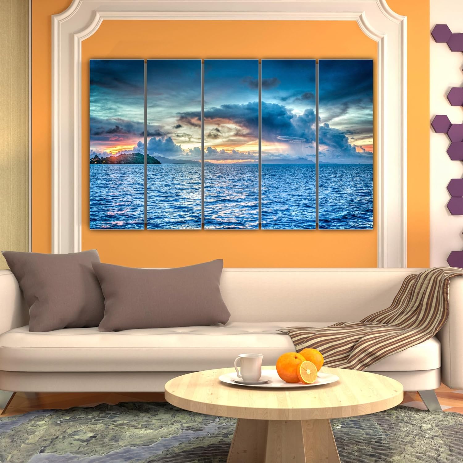 Close-up of Nature's 5-Panel Framed Wall Art That Makes Your Walls Bloom depicting vibrant green foliage details