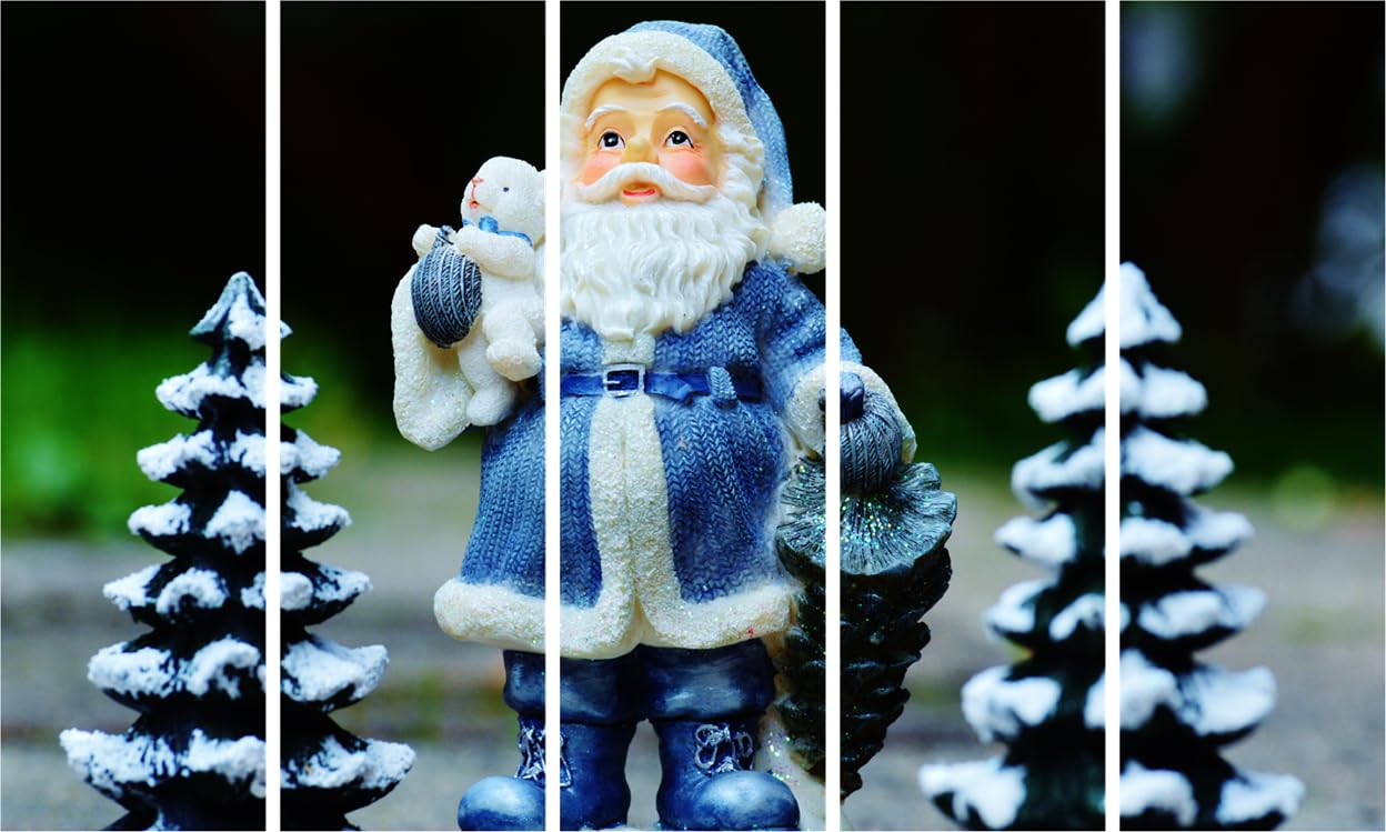 Santa-tastic 5-Panel Christian Wall Art to Jingle Your Bells (150×76cm Framed)