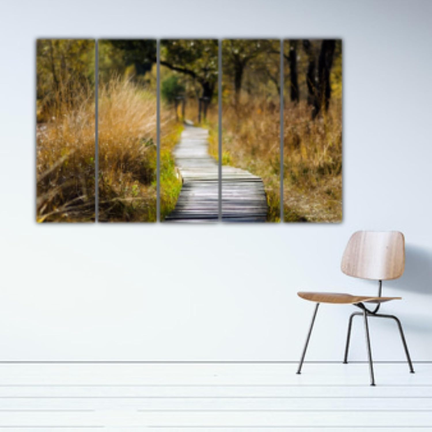 Leaf It to Us: 5-Panel Nature Wall Art That'll Make Your Walls Bloom (150x76cm Framed) features high-definition nature prints on water-resistant wooden MDF frames.