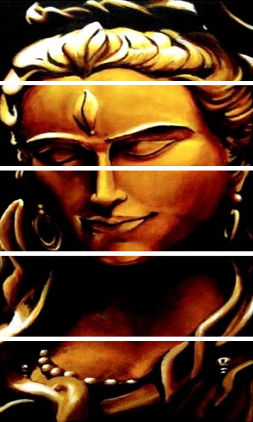Om-My-Shiva: 5-Frame Framed Wall Art showcased above a cozy sofa creating a divine focal point.