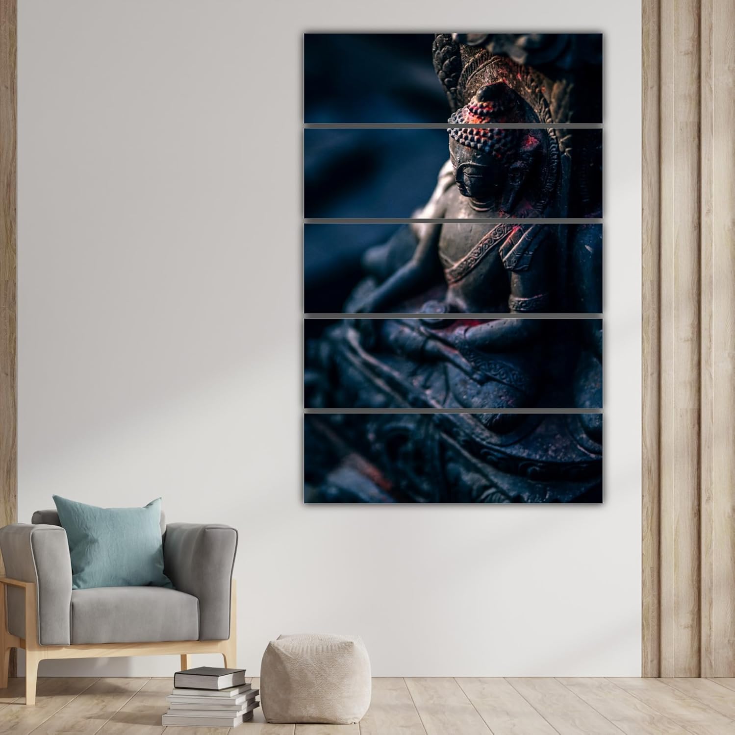 Five-panel Buddha-bulous 5-Frame Zen-tastic Wall Art for calming living room vibes