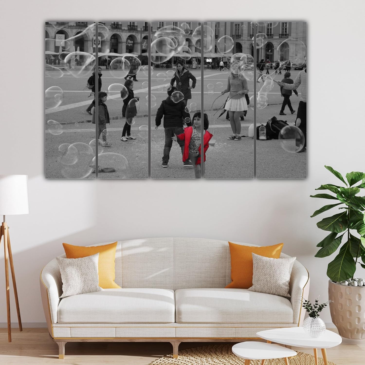 Close-up of framed bubble photography panels from Bubble-tastic Multi-Frame Photography Wall Art showcasing vibrant shades.
