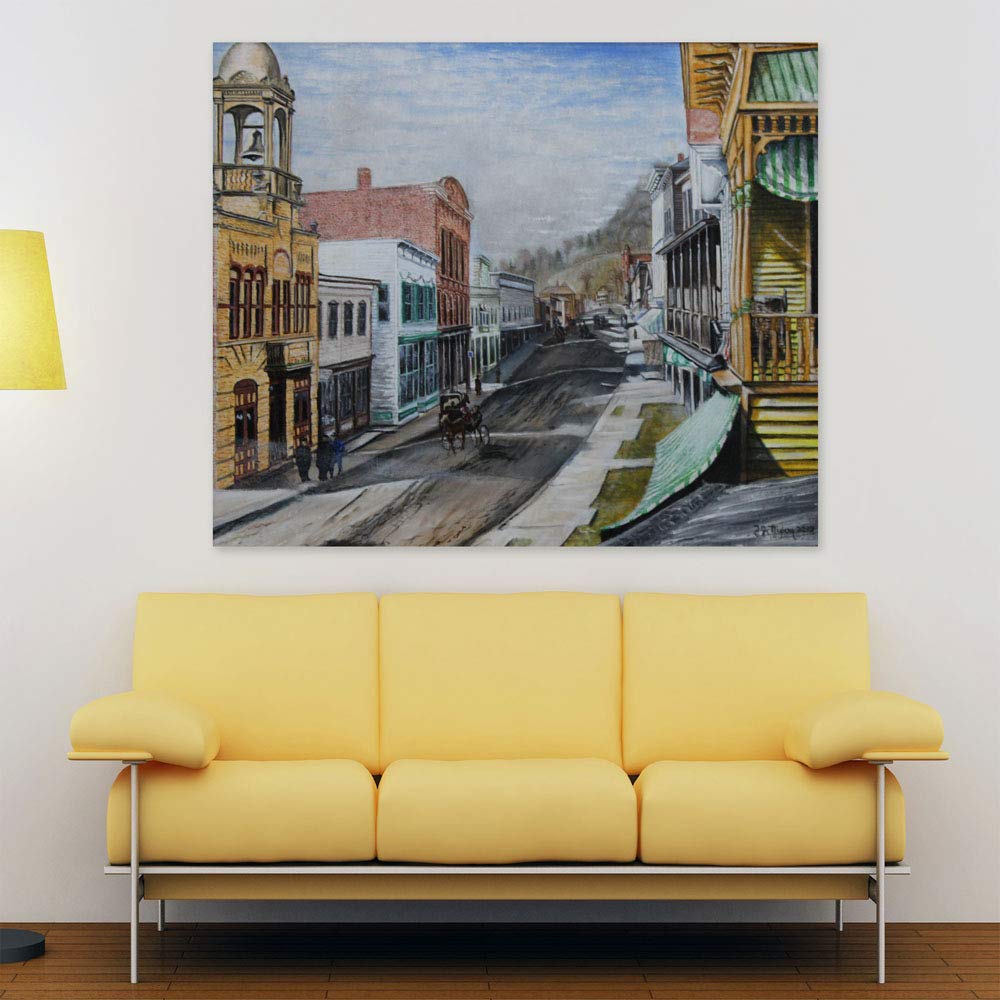 City Road Unframed Wall Art showcasing a vibrant matte green city street