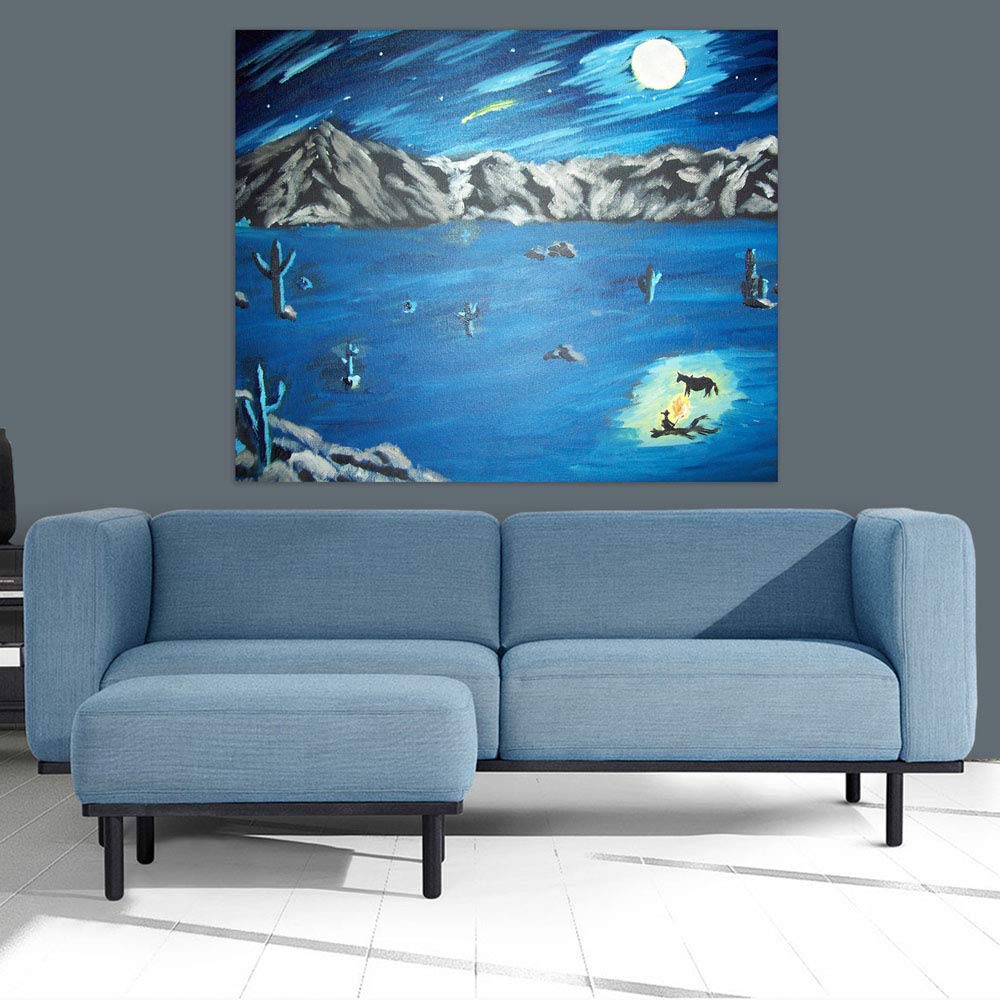 Front view of Night-tastic Mystical Canvas That'll Make Your Walls Dream Big unframed abstract wall art displayed on a white wall.
