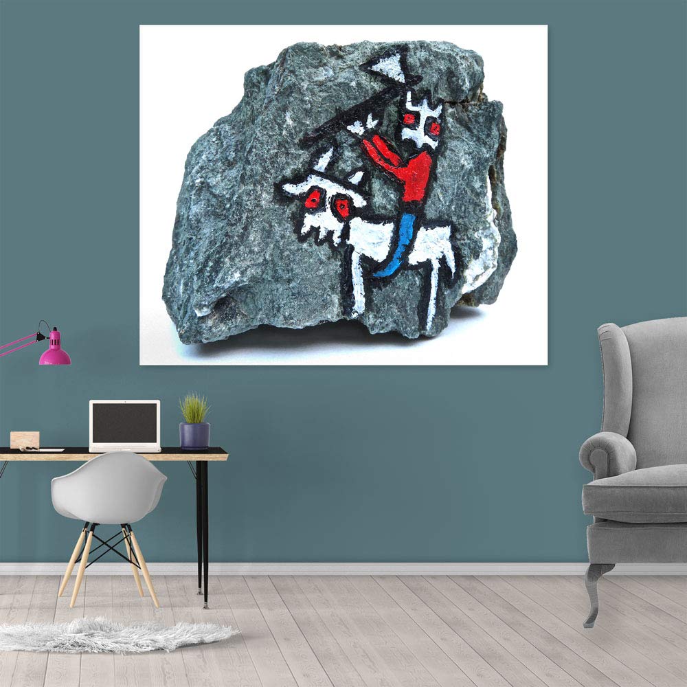 The Curious Rock abstract unframed wall art displayed in a modern living room setting