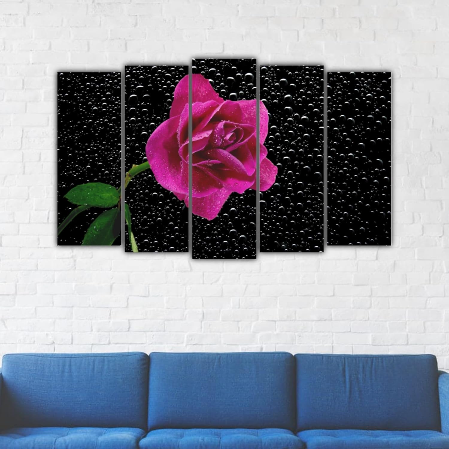 Close-up of the splash-resistant floral frame art in the Bloom-tastic 5-Panel Flower Frame Fiesta Wall Art.