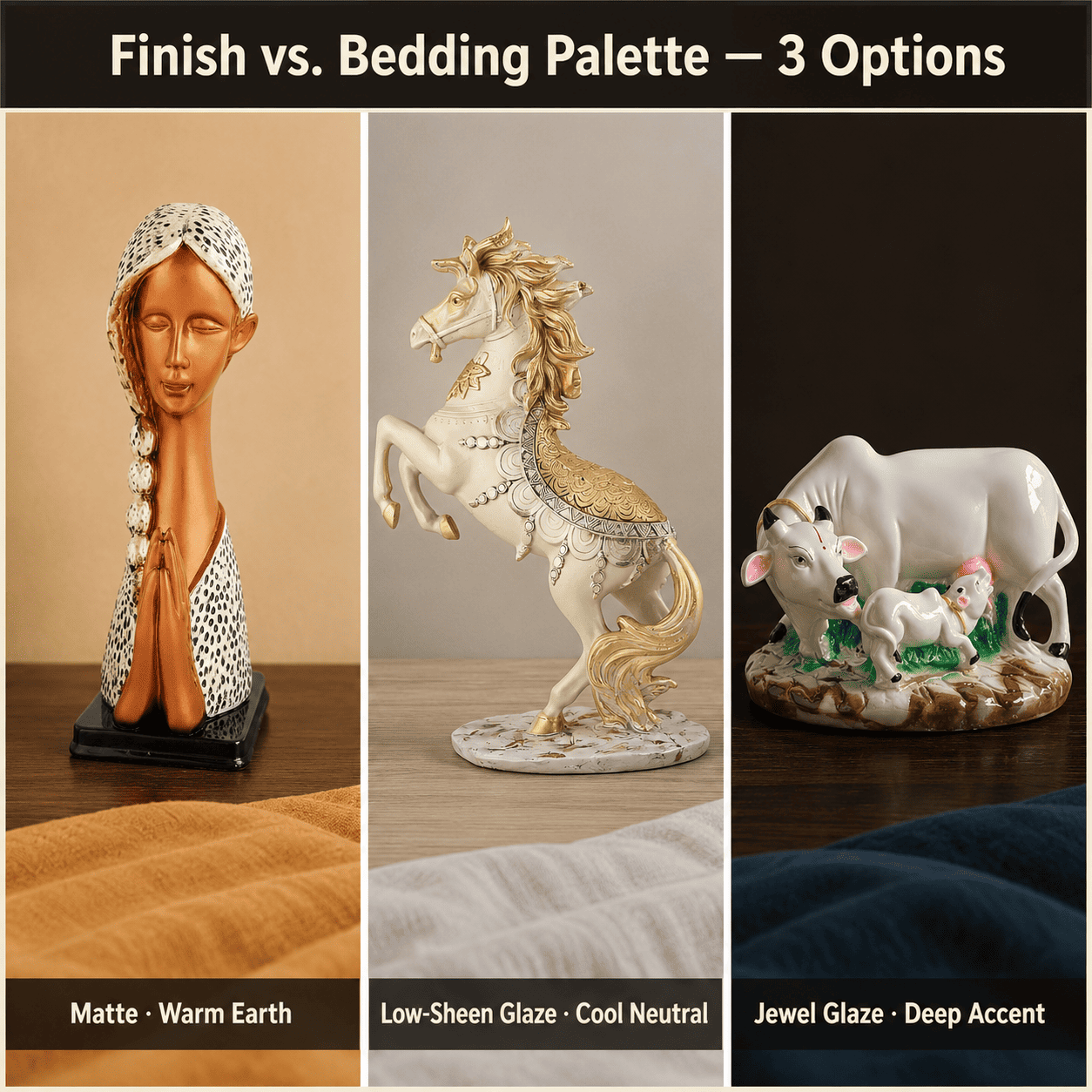 How to Match a Modern Showpiece Finish to Your Indian Bedroom Palette and Bedding Tones
