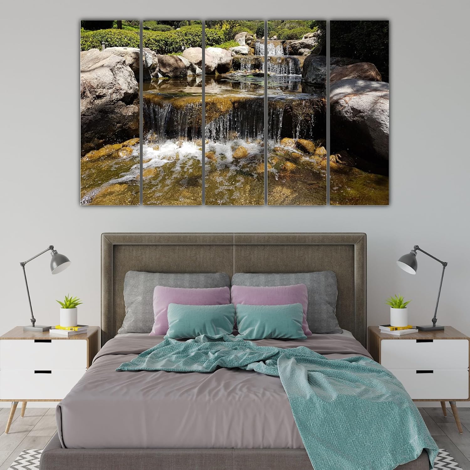 Close-up of the wooden MDF frames on Forest-fresh MultiPhoto Framed Wall Art