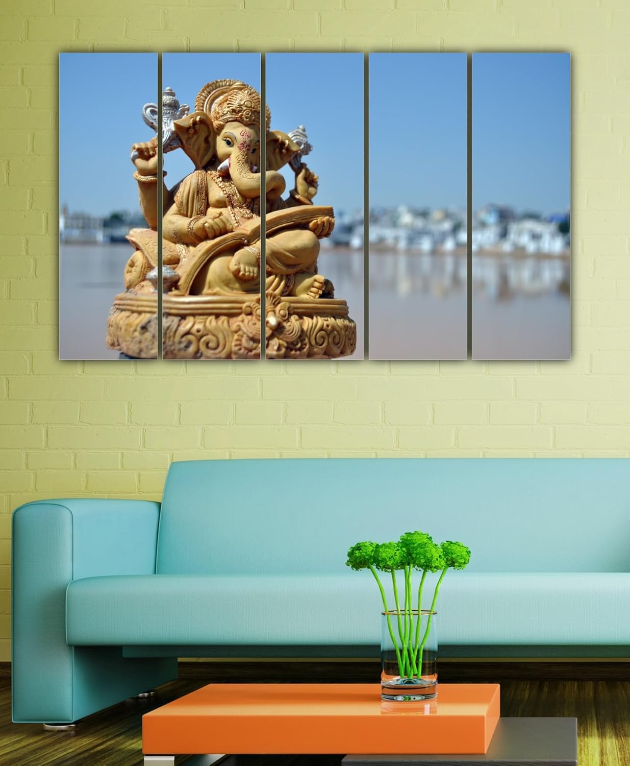 Close-up of the framed Ganesha Wall Art with splash-proof matte finish