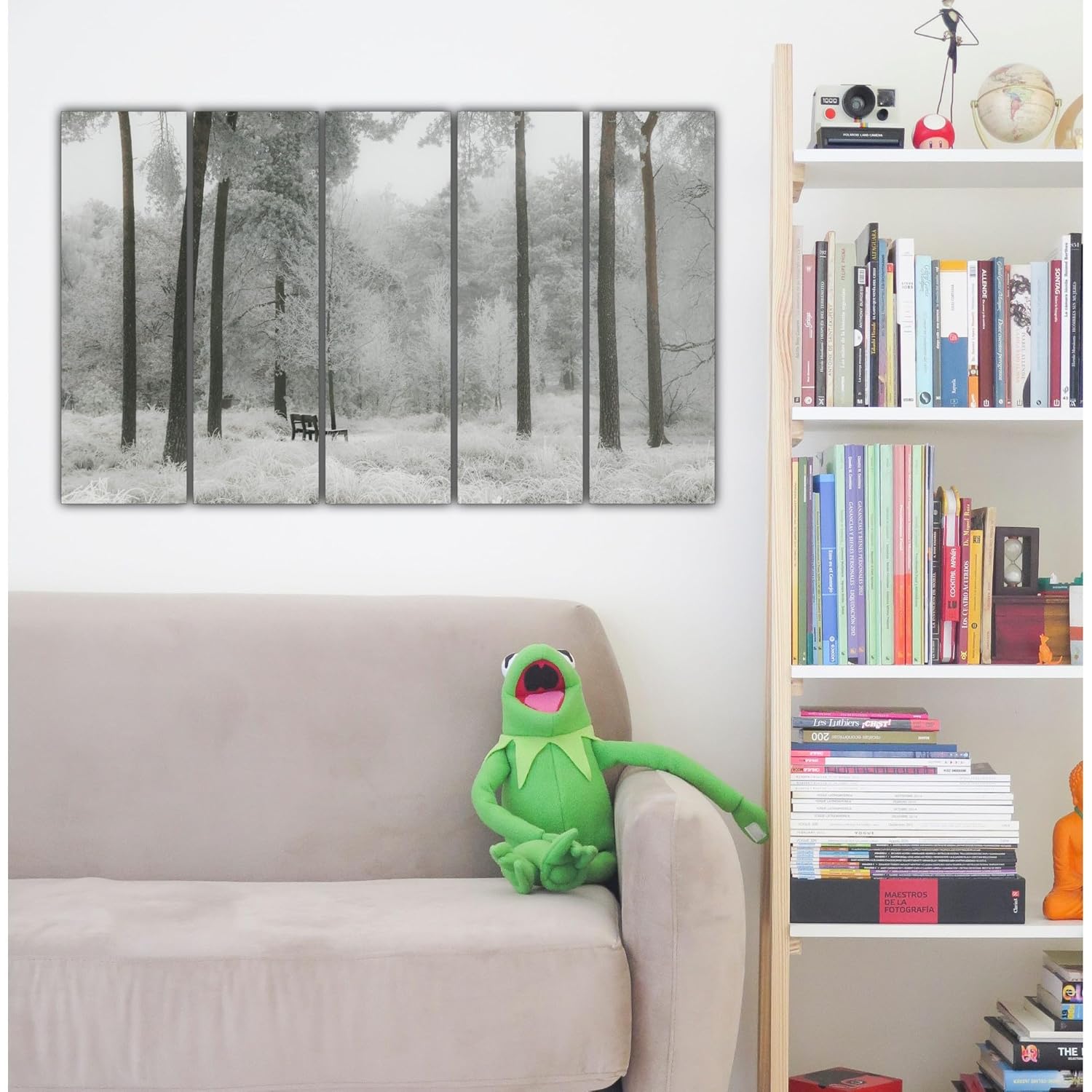 Close-up of Snow-tacular Frosty Framed Multi-Panel Wall Art That'll Chill Your Space showing crisp snowy details