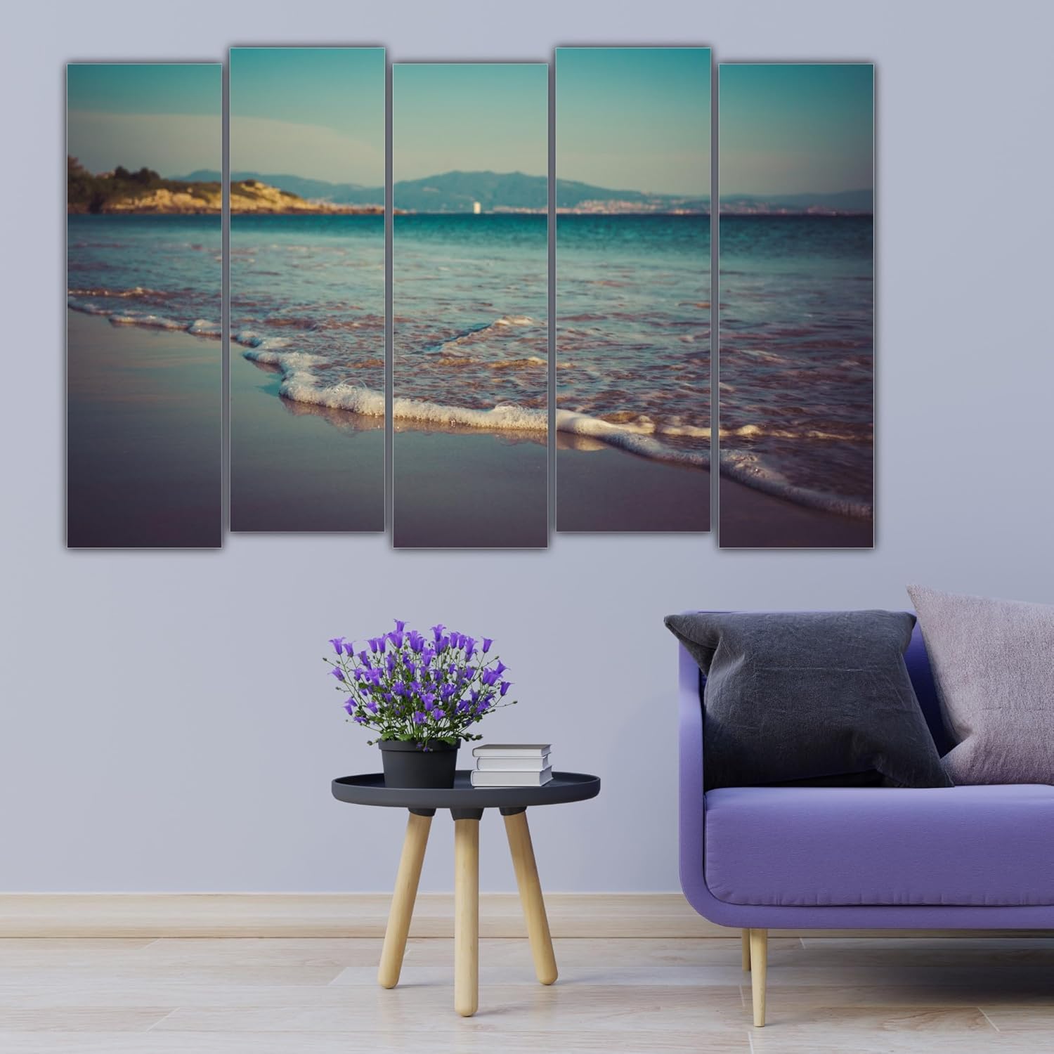 Close-up of Beach-tastic Framed Wall Art highlighting vivid colors and wooden MDF frames.