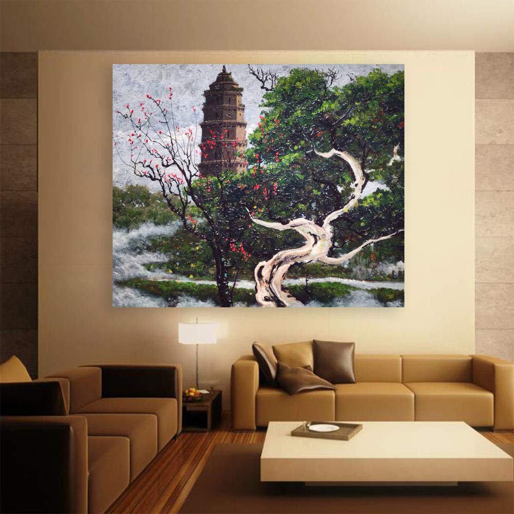 Tower-tastic Cityscape Art That Stands Tall unframed wall art showing a solitary tower against a muted city skyline.