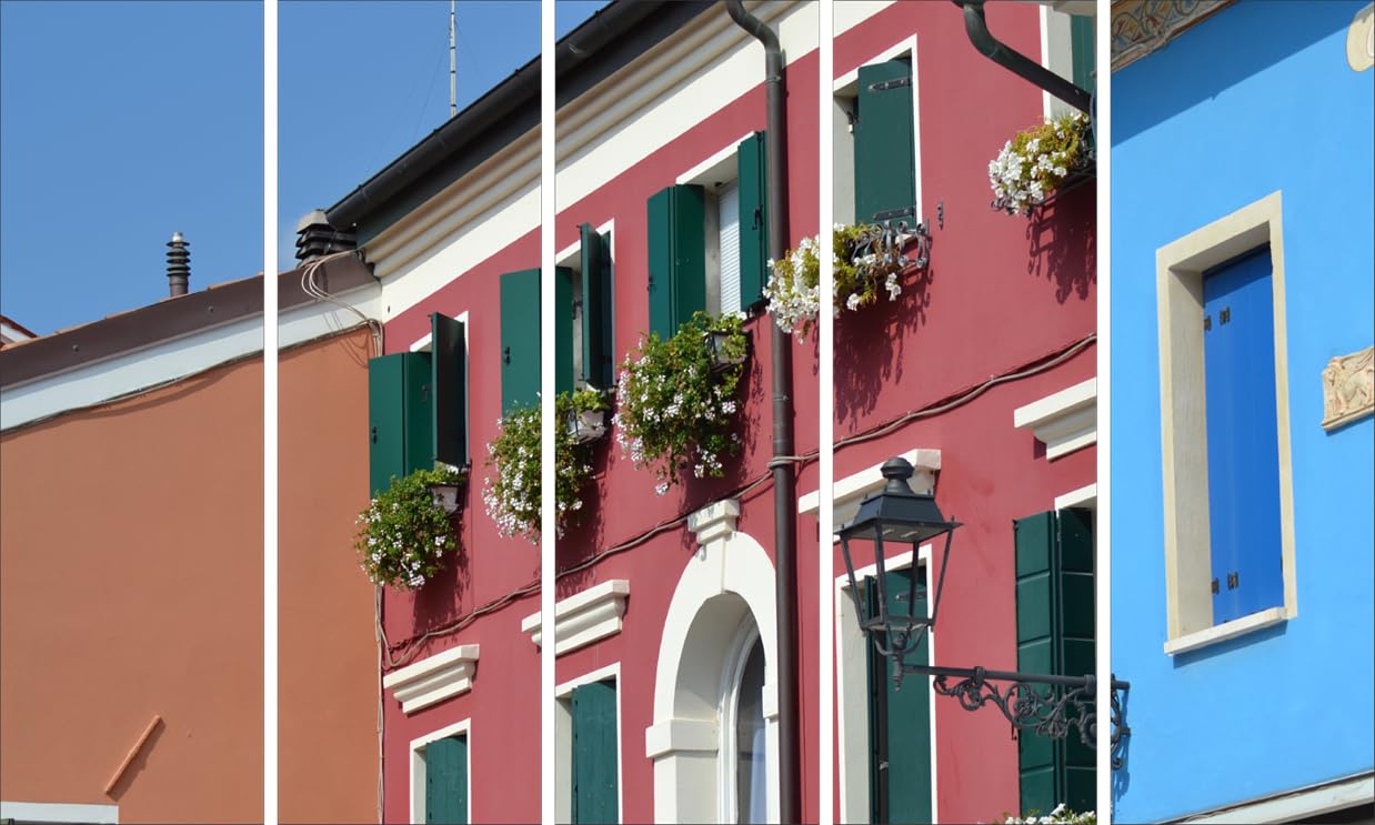 Frame Your Colorful Neighborhood: 5-Panel Photography-Framed Wall Art (150x76cm)