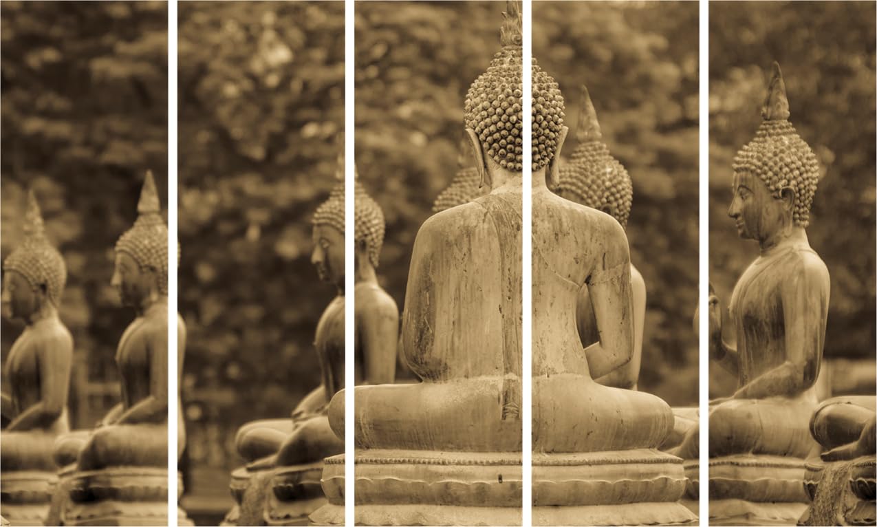 Buddha-tastic Multi-Frame Framed Wall Art (127x76cm) hanging above a cozy sofa