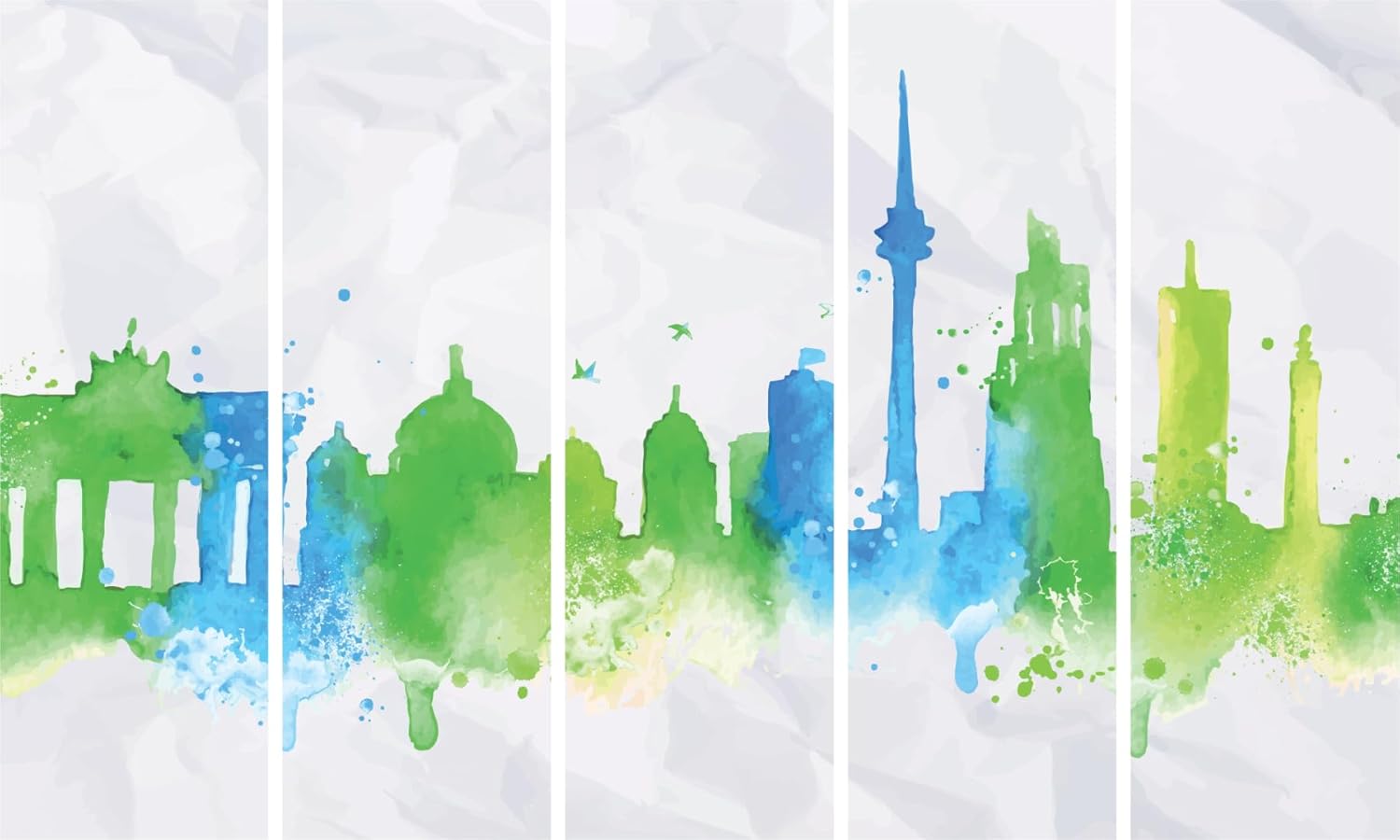 Skyline Soiree Cityscape Watercolor Wall Art  Framed to Wow (150x76cm Multi-Frame)