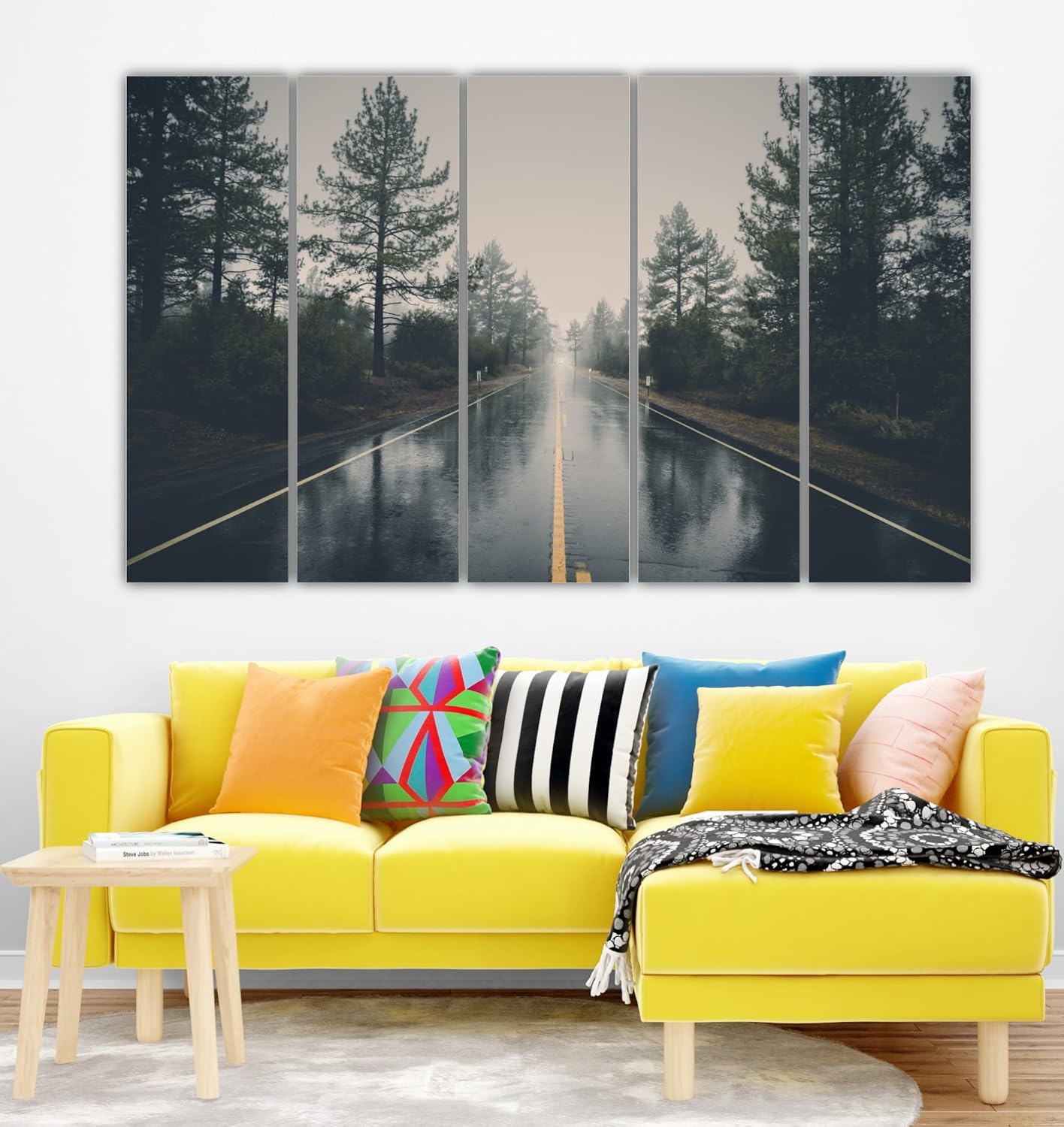 Wall Art showing five framed landscape prints in multicolour format titled Land-scape Yourself