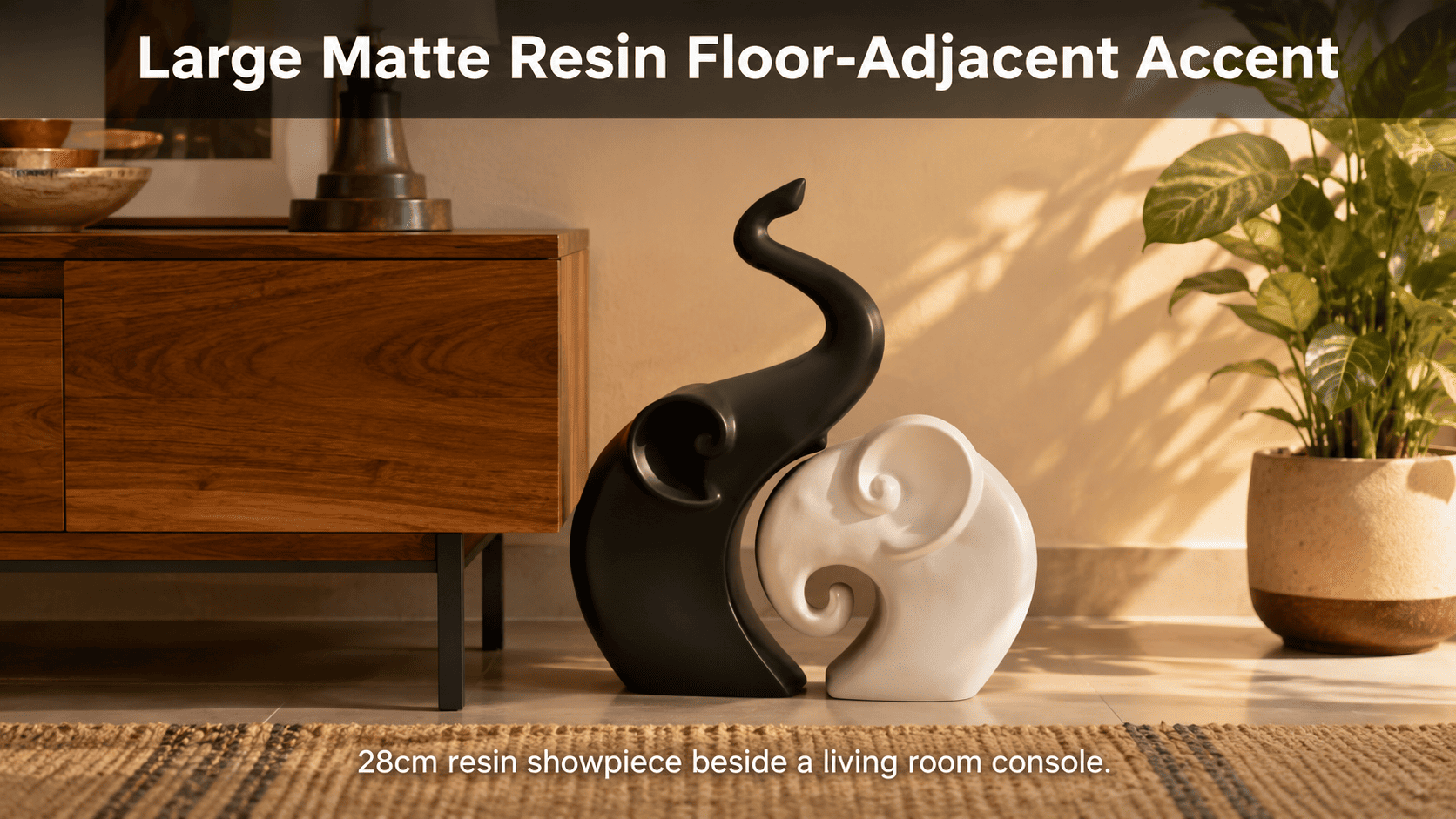 large matte resin decor accent as a floor-adjacent focal point