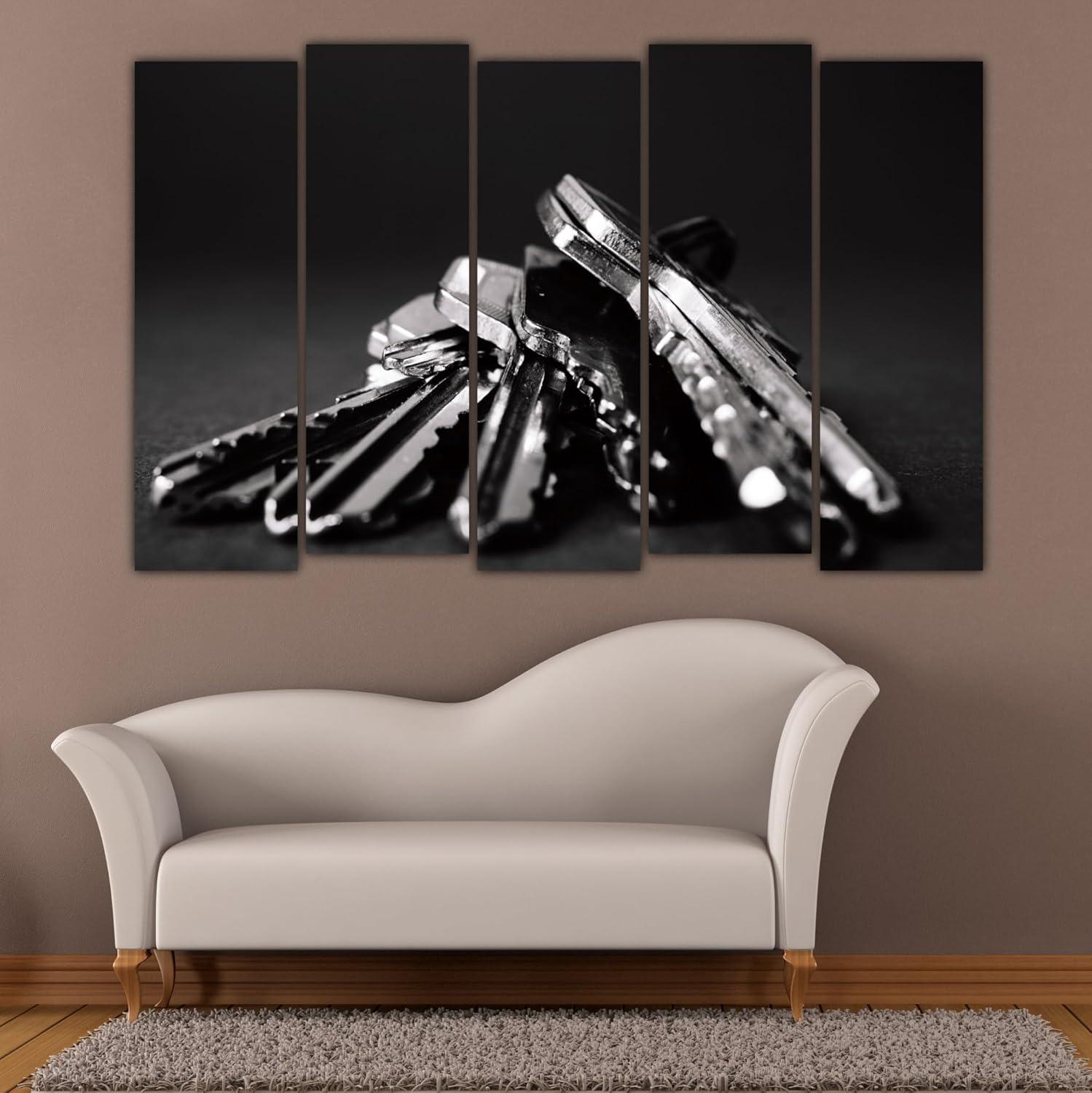 Key-sational Photography Framed Wall Art Thatll Unlock Your Vibe - Multi-Frame Keys (150x76cm) in a modern office setting adding stylish flair.
