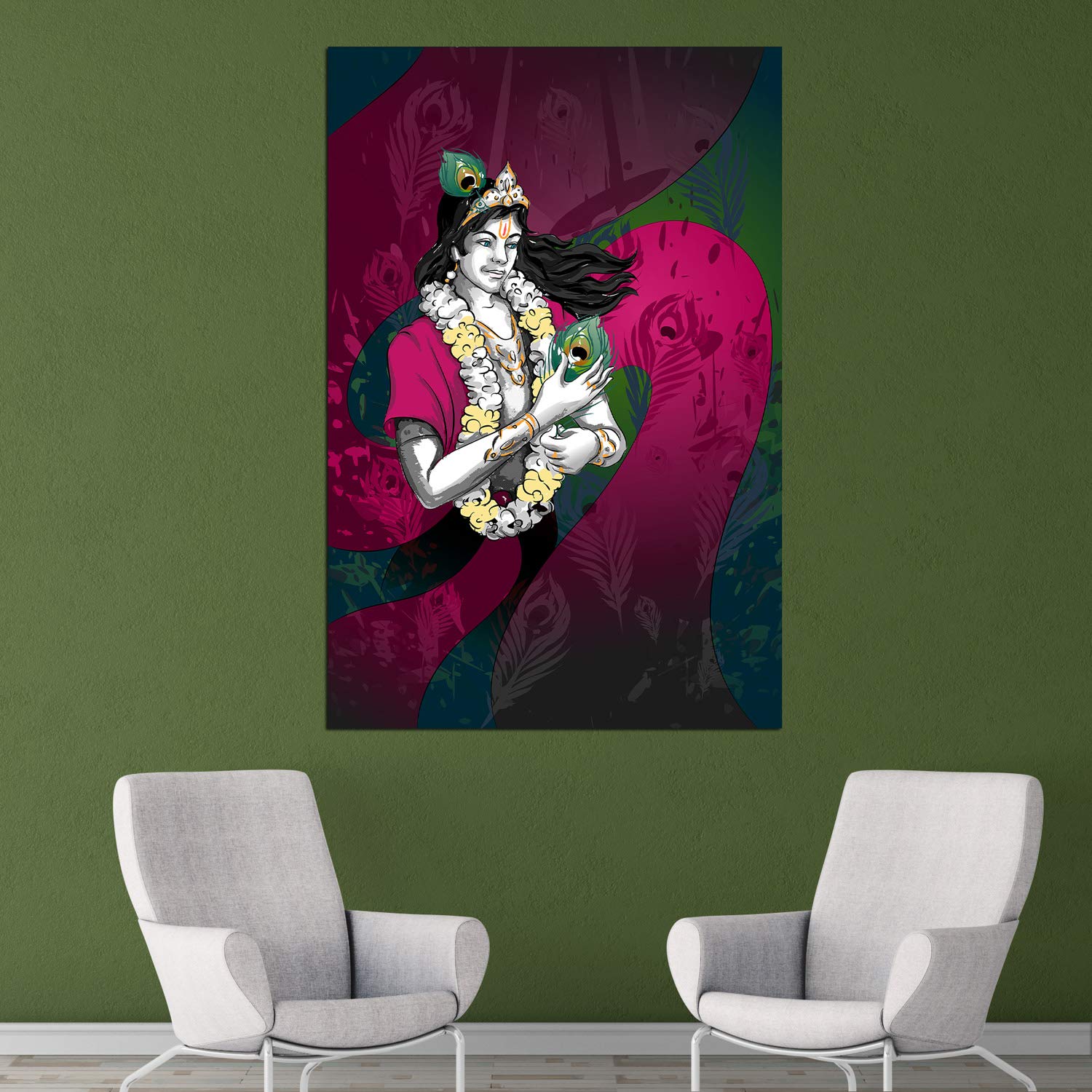 Krishna-fied Canvas That'll Make Your Walls Chant Om - Unframed Spiritual Wall Art (91x61cm)