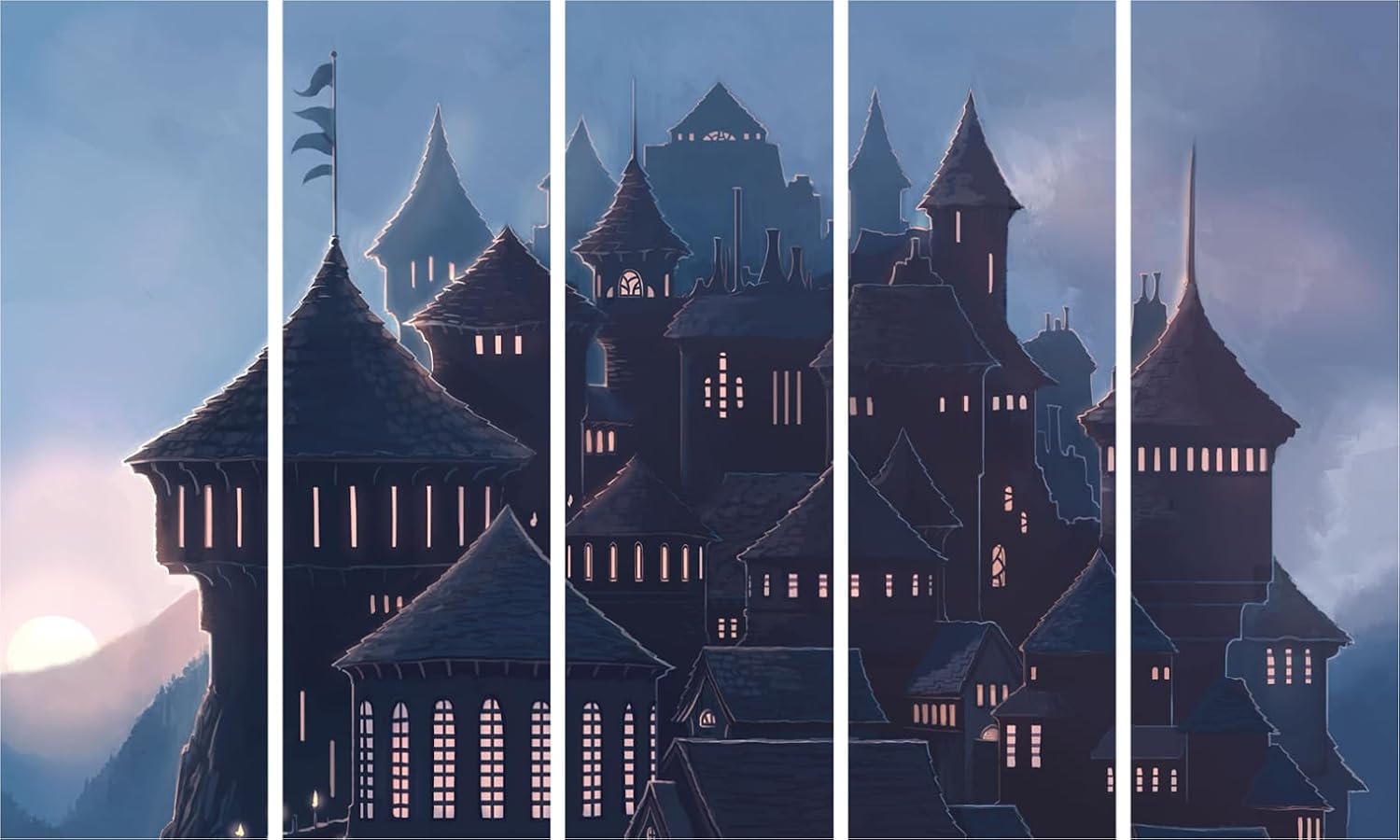 Magical Hogwarts Photography Framed Wall Art That'll Cast Enchantment - 5-Panel Multiframe Wonder (127x76cm)