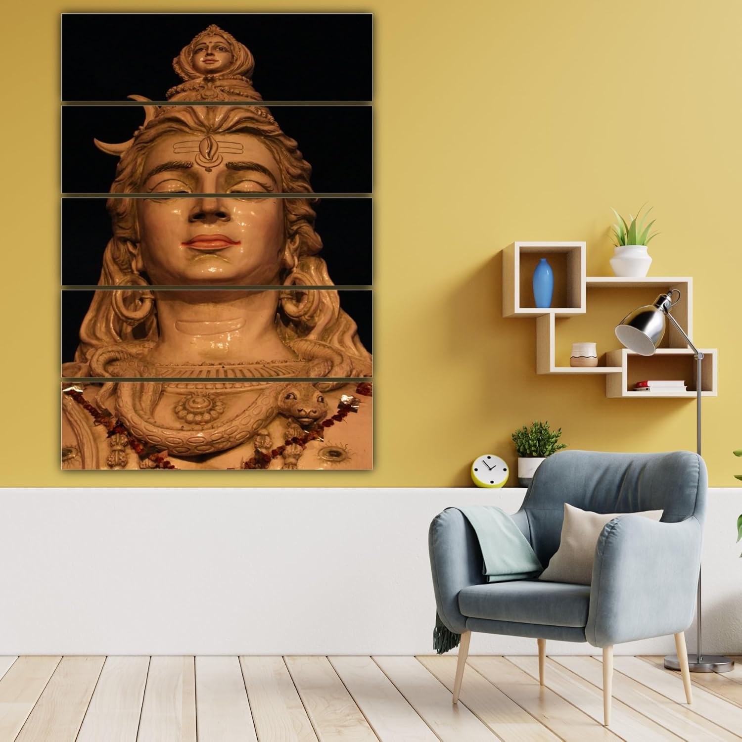 Close-up of Shiva Splash Zone framed multi-frame wall art highlighting vinyl texture.