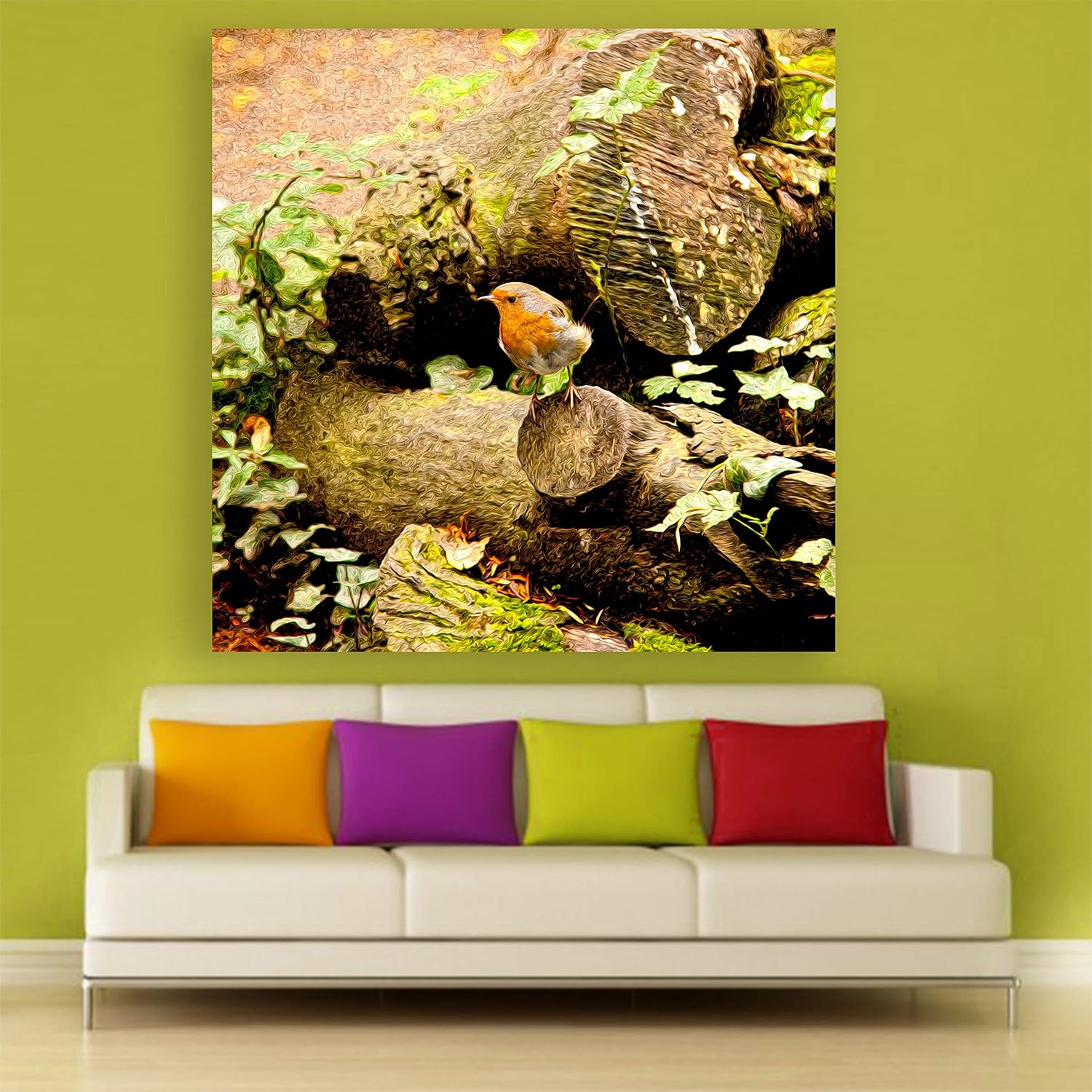 Chirp! The Lonely Sparrow Canvas That'll Make Your Walls Sing  Unframed Animal Nature Wall Art beside a cozy armchair