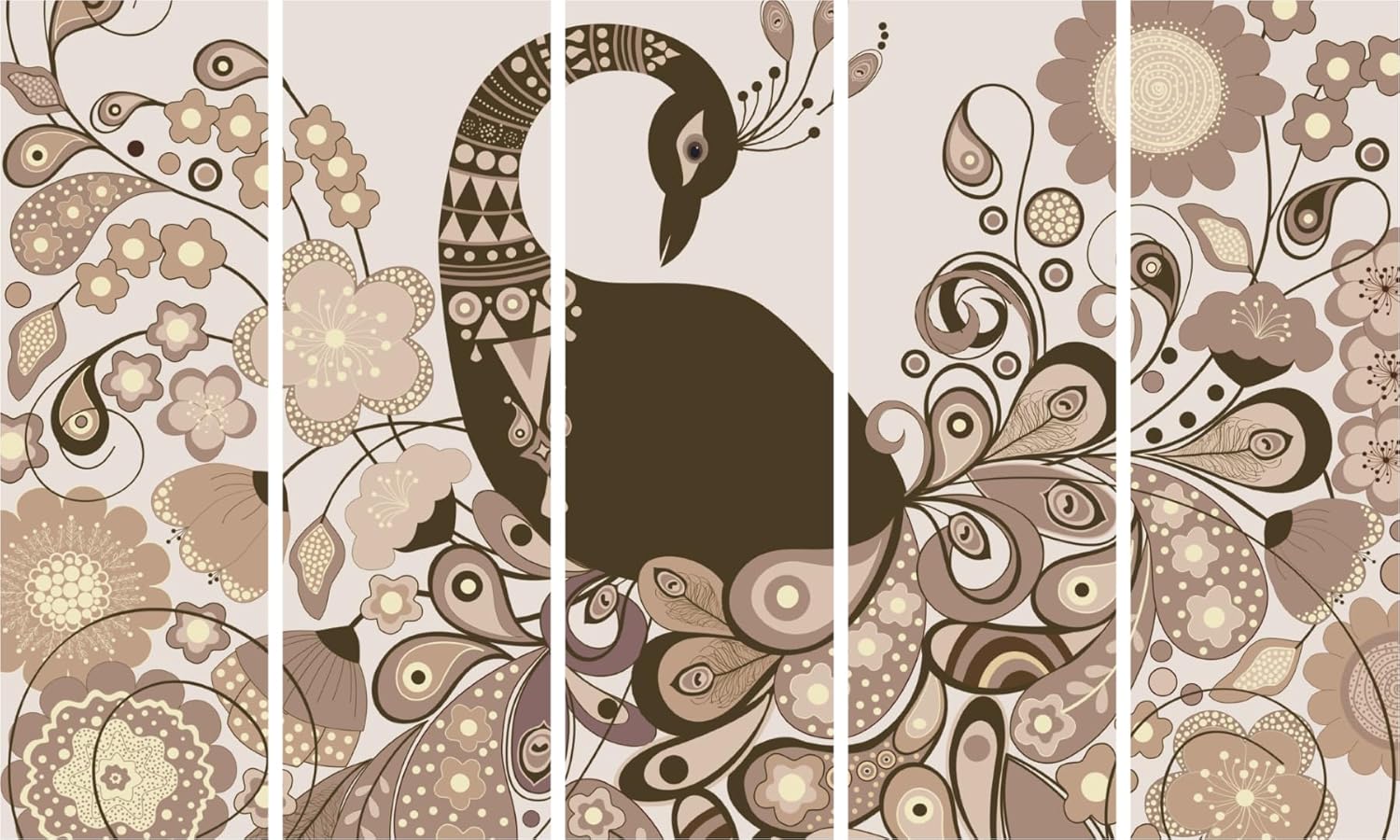 Peacock-perfection Vastu Framed Wall Art Set That'll Make Your Walls Strut Their Stuff (127x76cm, 5 Panels)