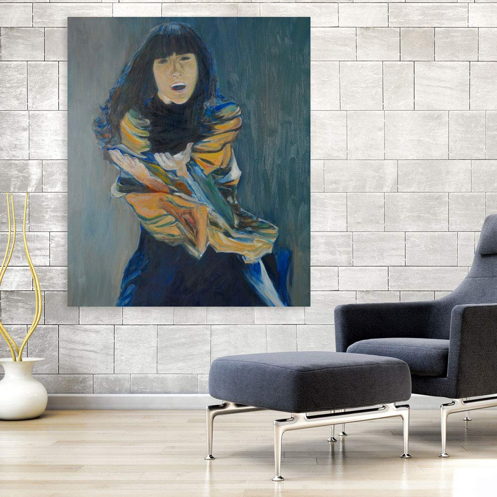 Man-ificent Blue Canvas Wall Art unframed showcasing abstract human silhouettes in vibrant blues