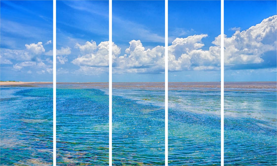 Sunny Seas Photography: 5-Panel Framed Wall Art That Waves Hello to Your Walls (127x76cm)