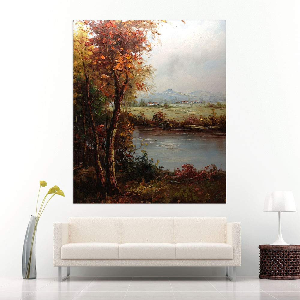 Living room shot featuring 'Bring Home a Tangerine Autumn Splash - Unframed Wall Art That'll Make Leaves Jealous' above a modern sofa