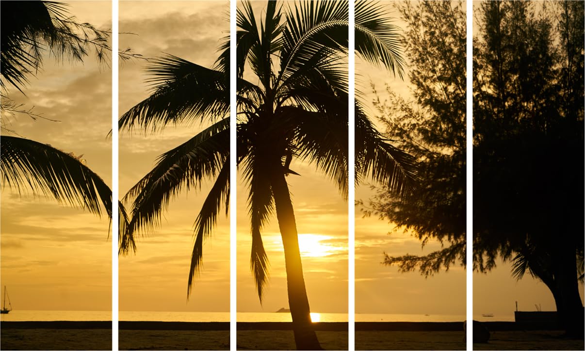 Bring the Outdoors In Minus the Mosquitoes: 5-Panel Nature Photography Framed Wall Art displayed above a modern sofa