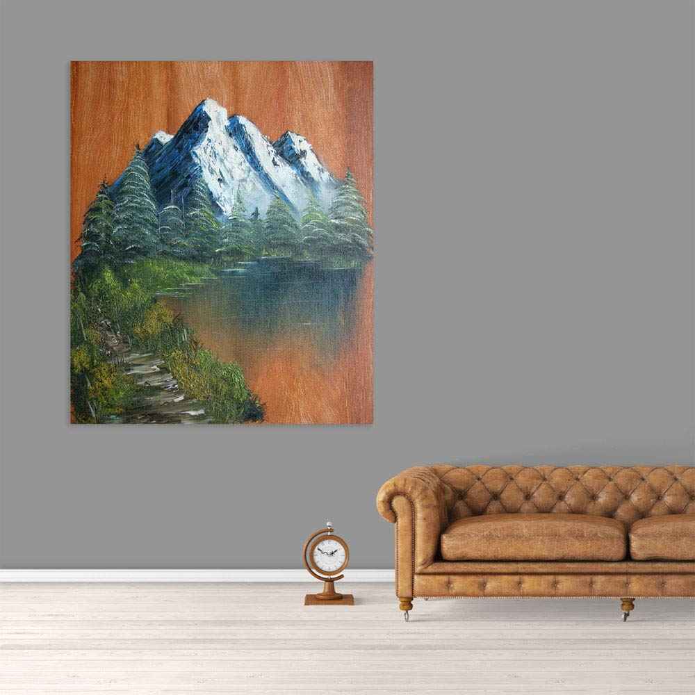 Peak-a-Boo! Unframed Snowy Mountain Nature Wall Art (91×76cm) showcasing serene alpine peaks on pure cotton canvas.