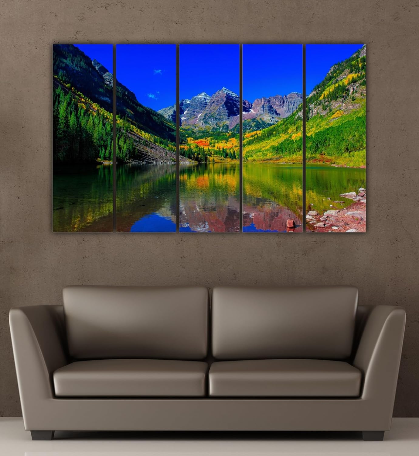 Multi-frame nature Wall Art capturing a panoramic hillside landscape in wooden frames