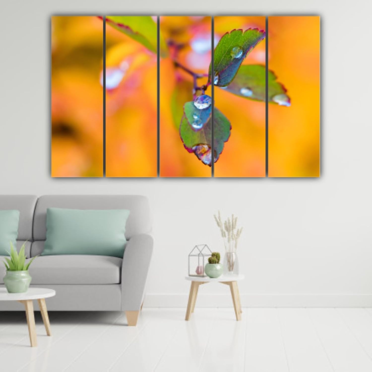 Five-panel photography framed Wall Art with lush green leaf designs to brighten any room