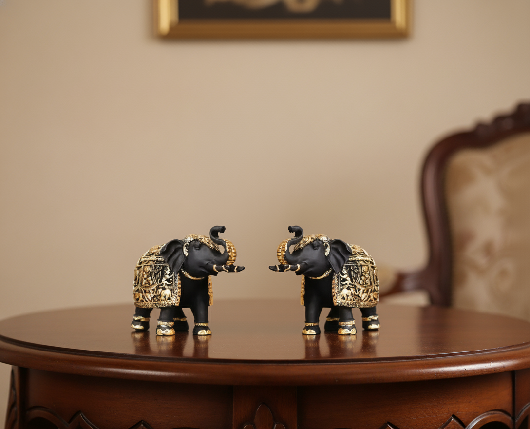 Elephant statue set for living room decor