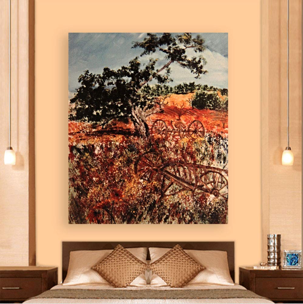 Dreamy Countryside Unframed Wall Art That'll Make Your Walls Swoon depicting tranquil fields under a pastel sky on cotton canvas.
