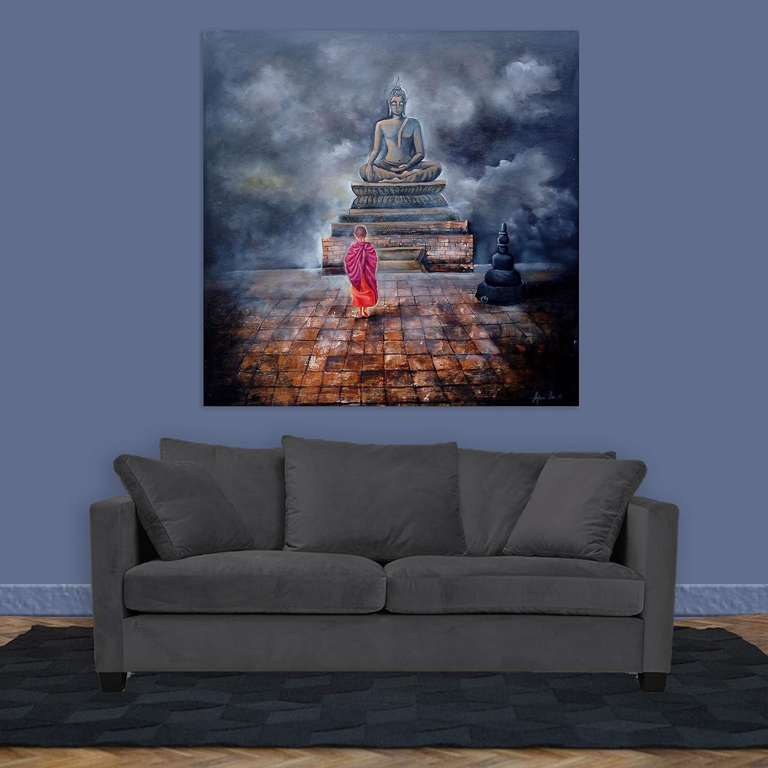 Unframed Monk & Buddha Wall Art That'll Enlighten Your Space in soft beige tones