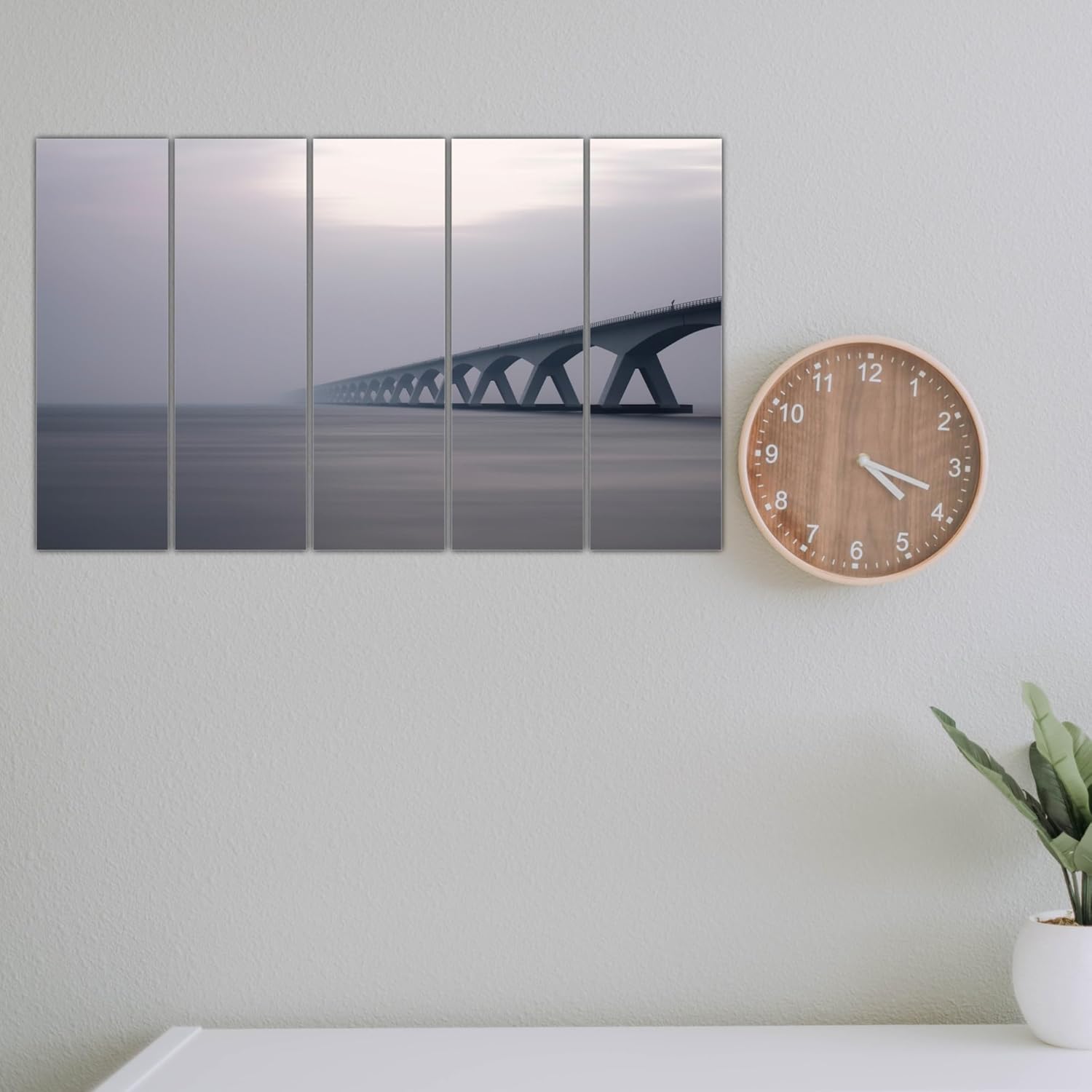 Vibrant Bridge-tastic Multi-Frame Bridge Photography Framed Wall Art That'll Span Your Room (150x76cm) brightening a modern living room
