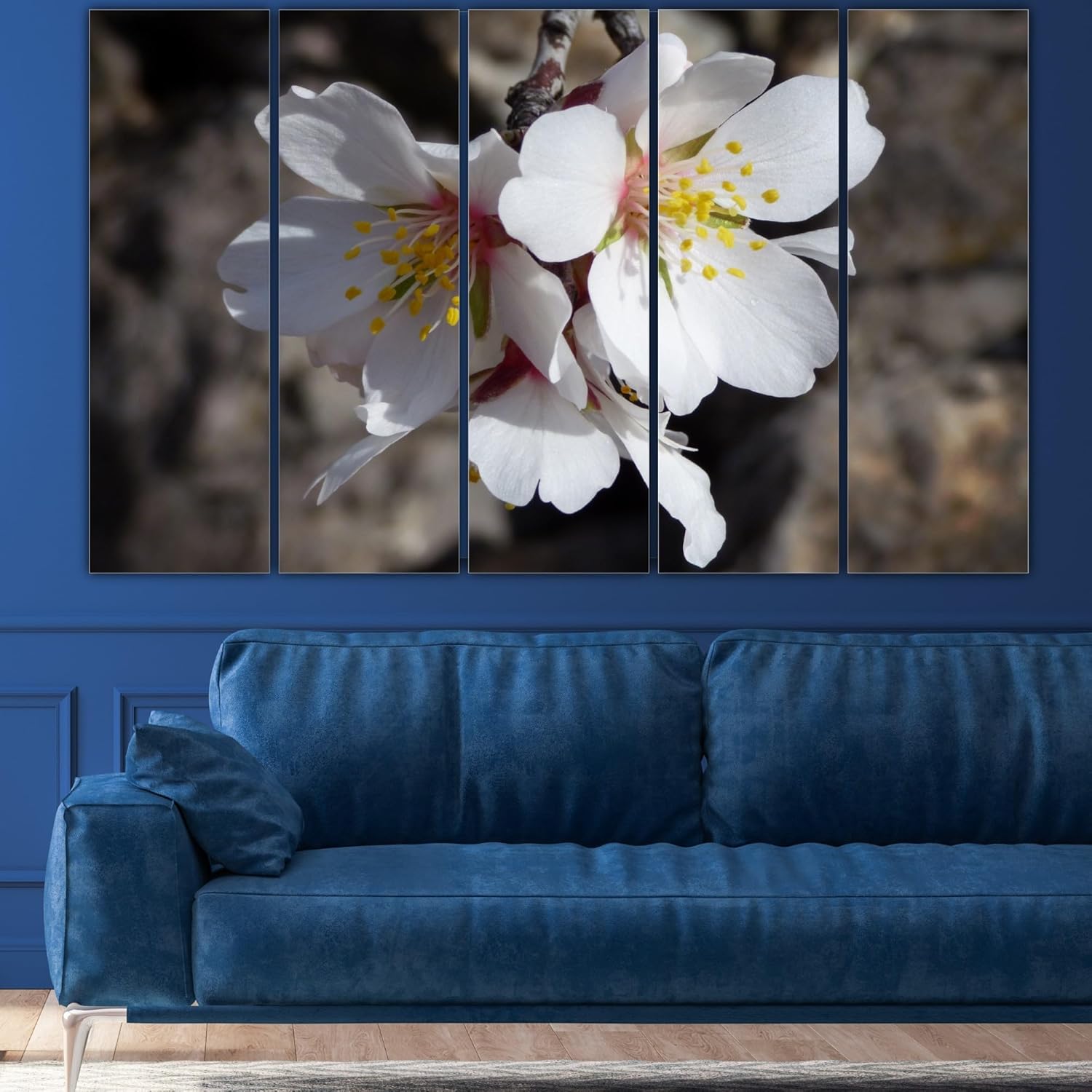 Close-up of vibrant multi-frame flower photography Wall Art showcasing delicate petals and matte-laminated frames