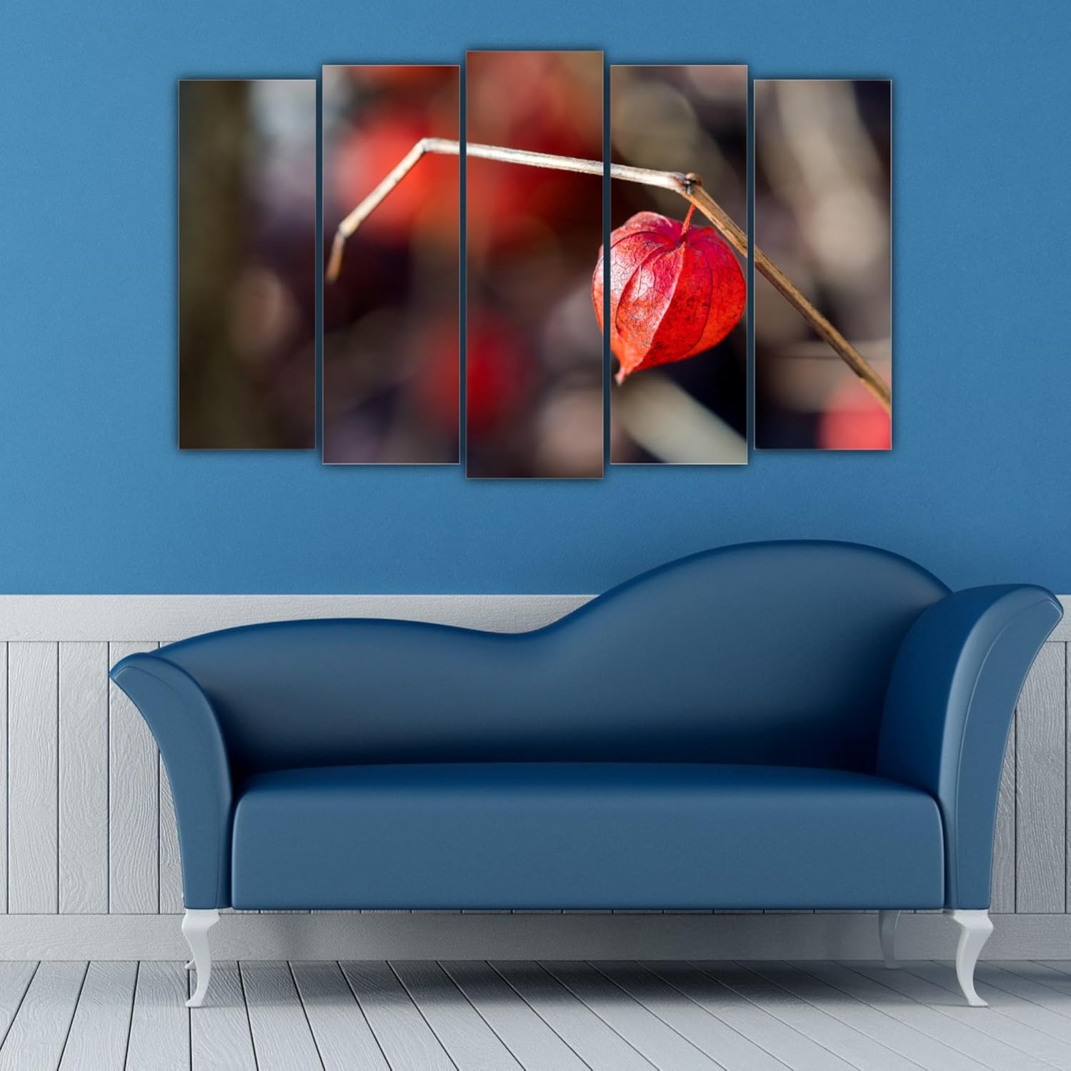 Close-up of the glossy leaf prints on the Leaf It to You: 5-Panel Photography and Framed Wall Art