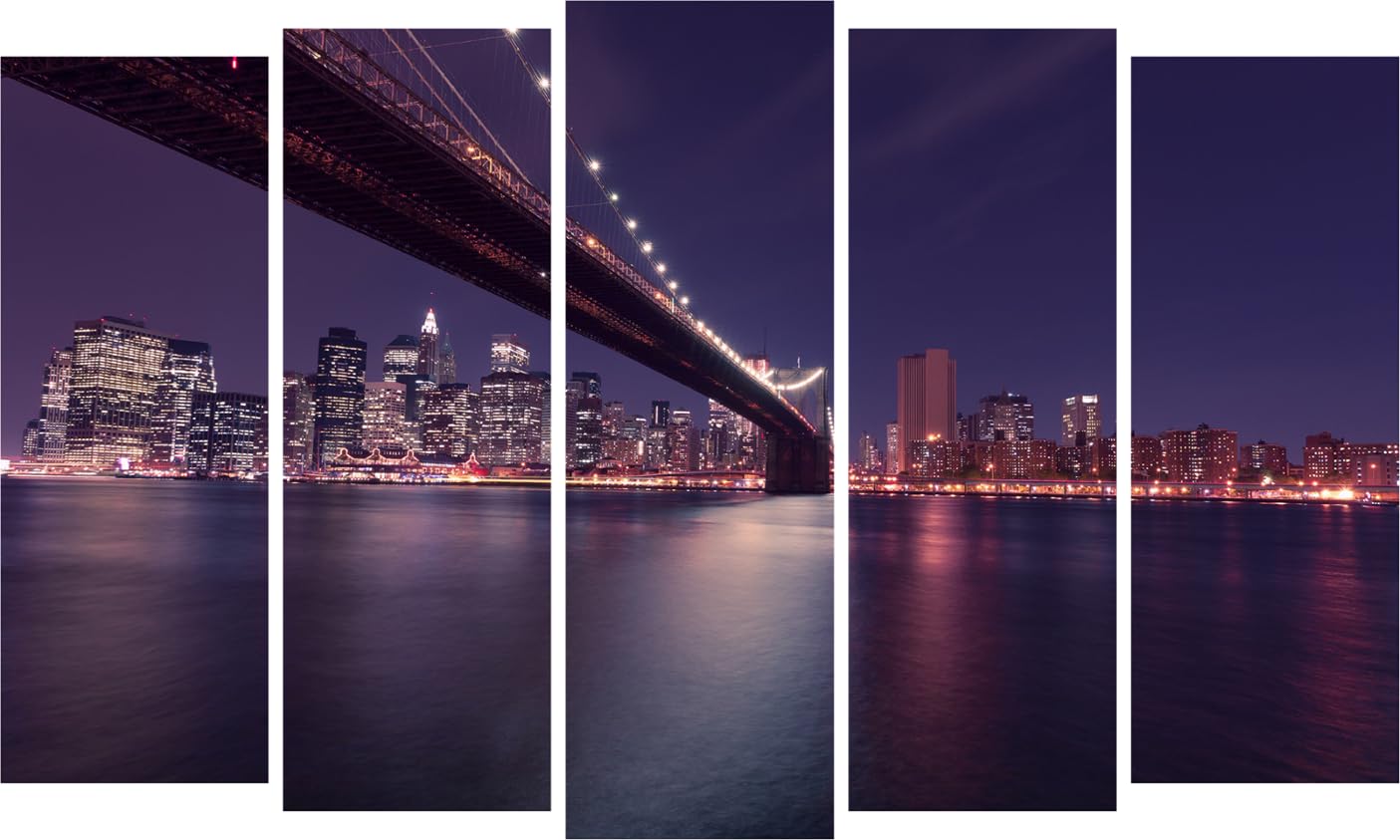 Bridge the View Framed Brooklyn Bridge Multi-Panel Wall Art hung above a modern sofa