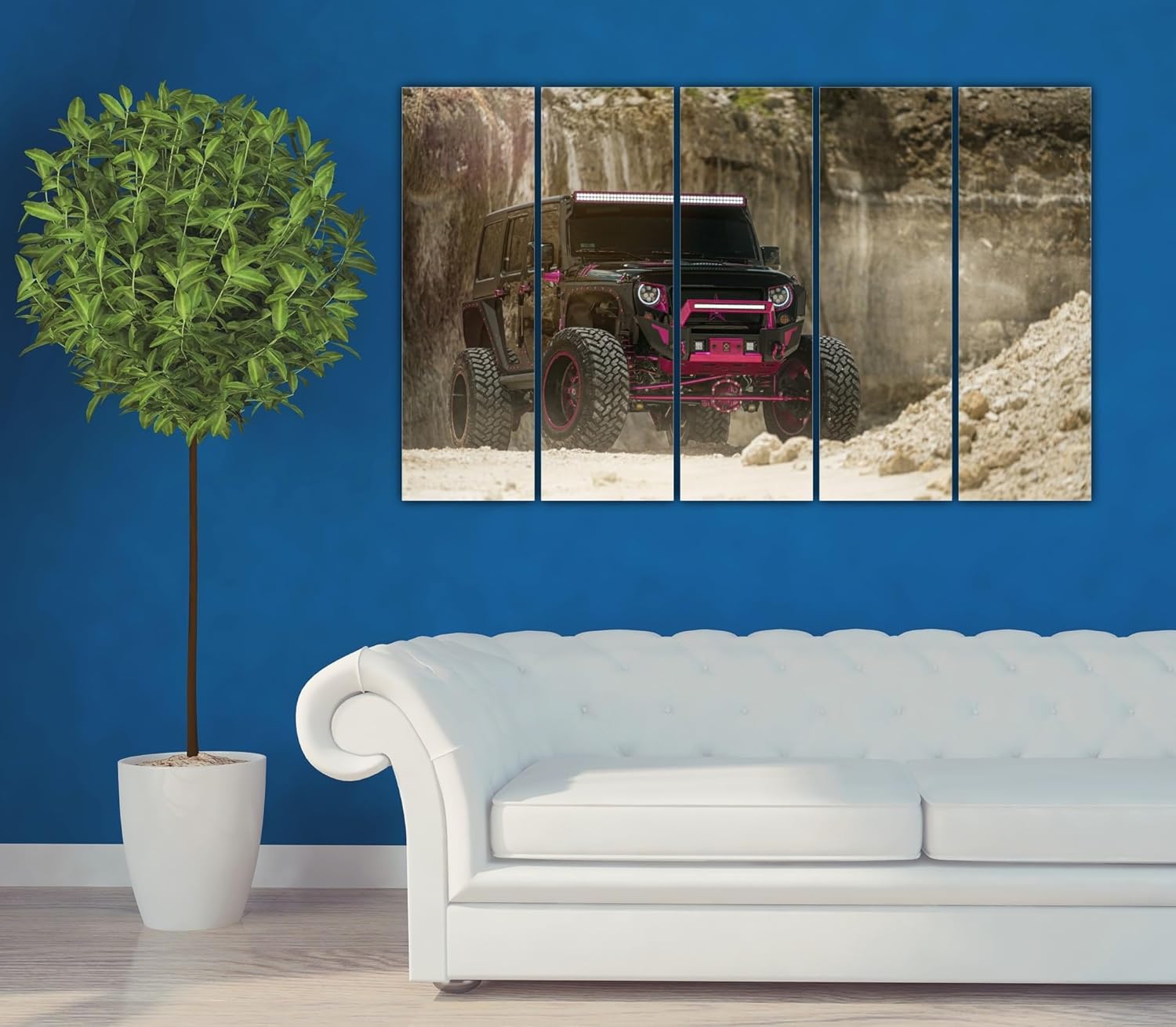 Close-up of the rugged jeep artwork in the Jeep-tacular 5-Panel Framed Jeep Joyride Wall Art set