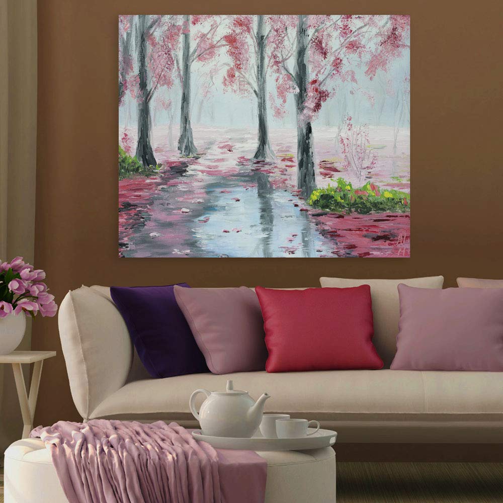 Leafy Goodness: Unframed Nature Wall Art displayed above a modern sofa