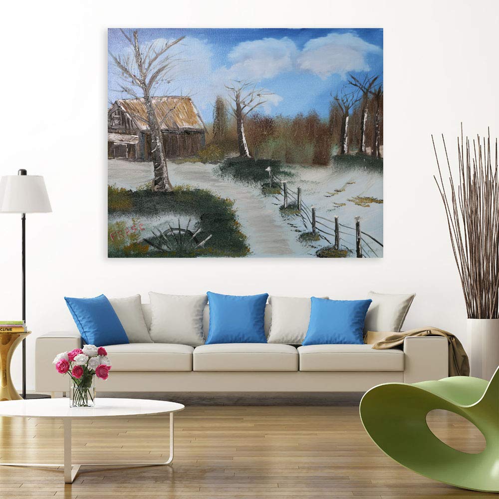 Homeward Bound Canvas That'll Spark Cottagecore Charm - Unframed Wall Art Road to Home displayed above a modern sofa.